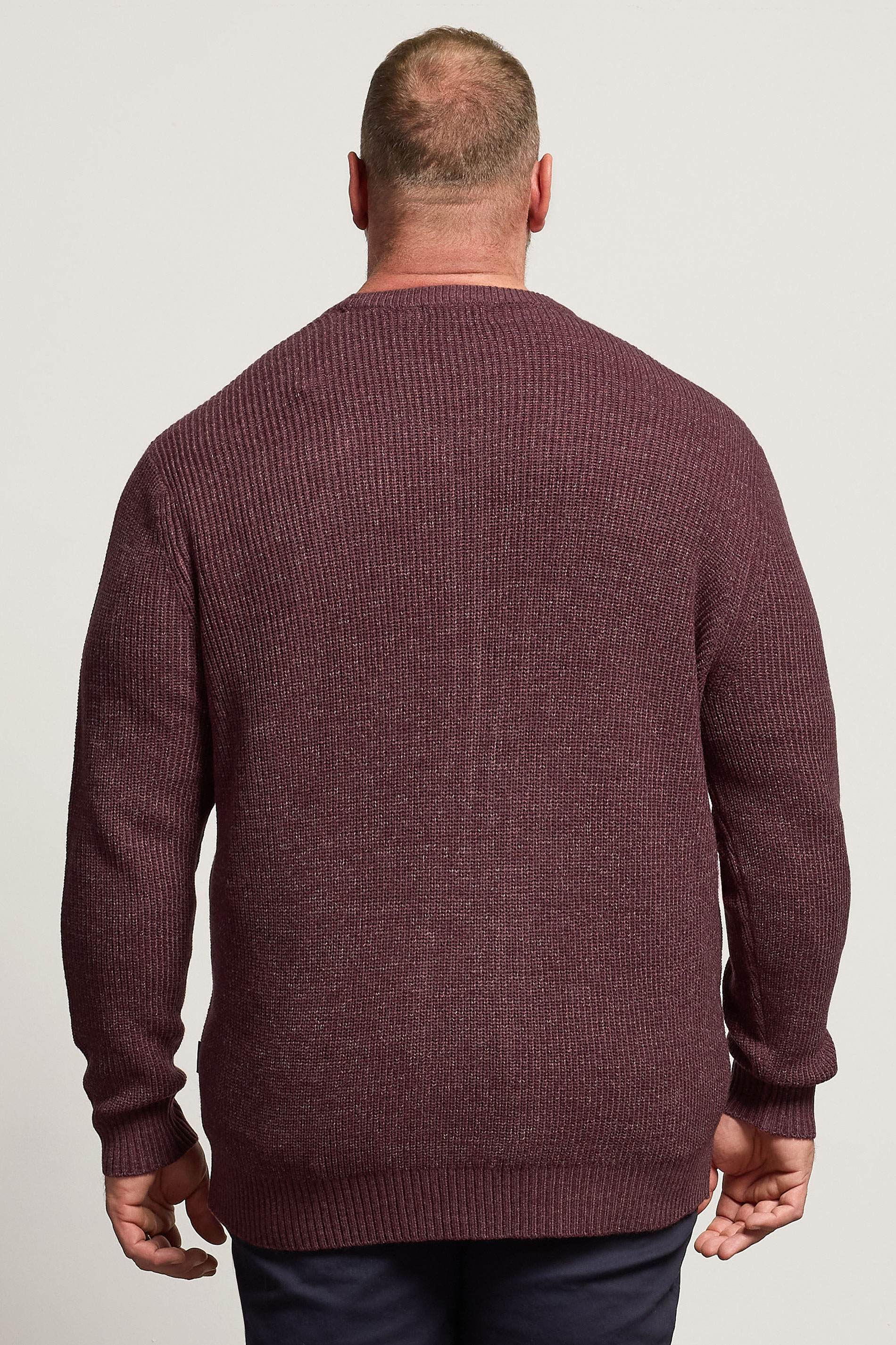 BadRhino Big & Tall Burgundy Red Crew Neck Knitted Jumper | BadRhino 3