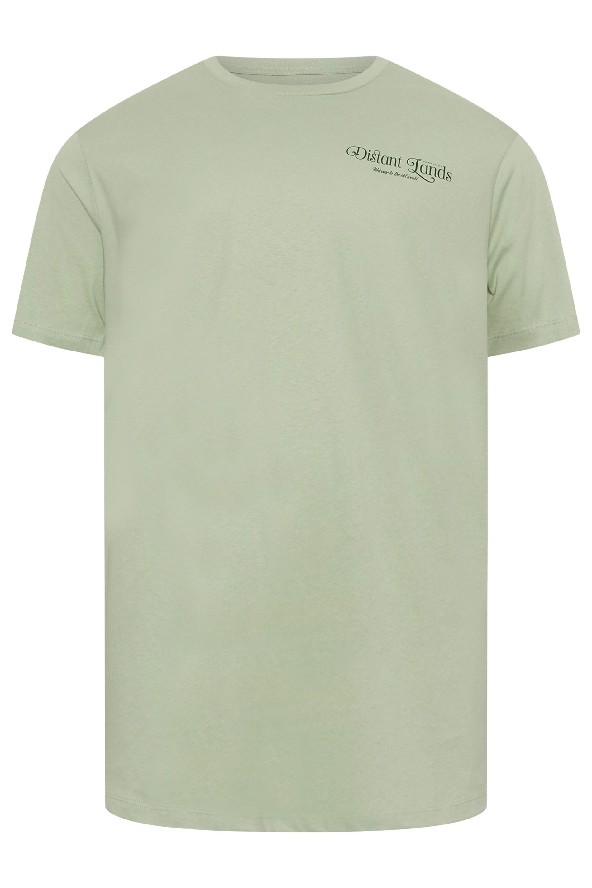 JACK & JONES Big & Tall Sage Green Fountain Crew Neck T-Shirt | BadRhino 4