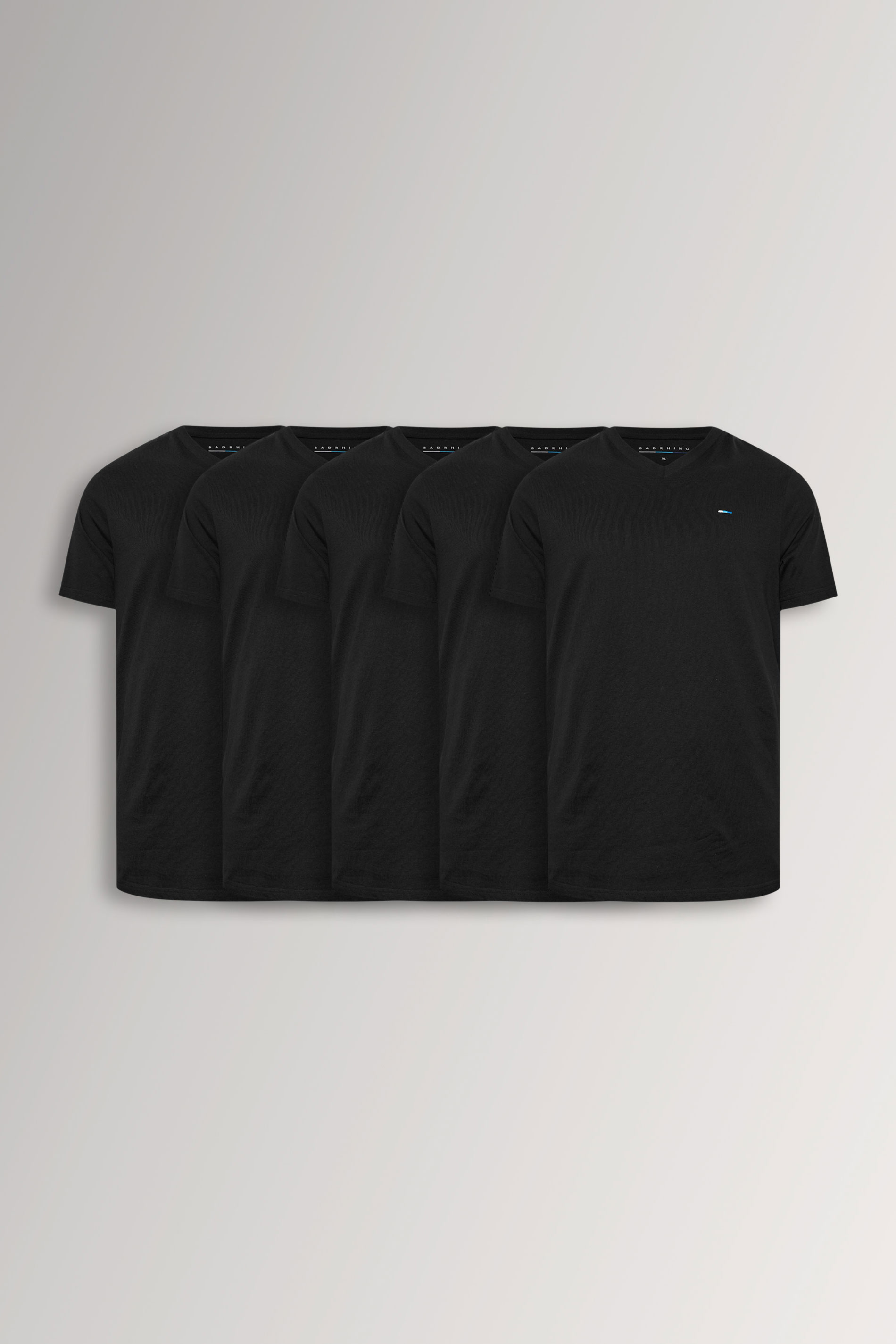 BadRhino Big & Tall Black 5 Pack Extra Long V-Neck T-Shirts | BadRhino 3