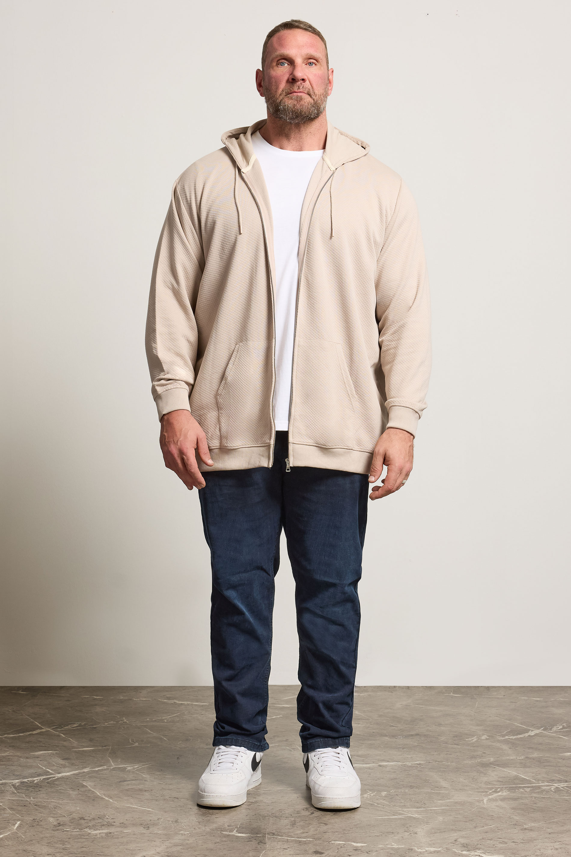 BadRhino Big & Tall Natural Brown Diamond Quilted Zip Through Hoodie | BadRhino 2