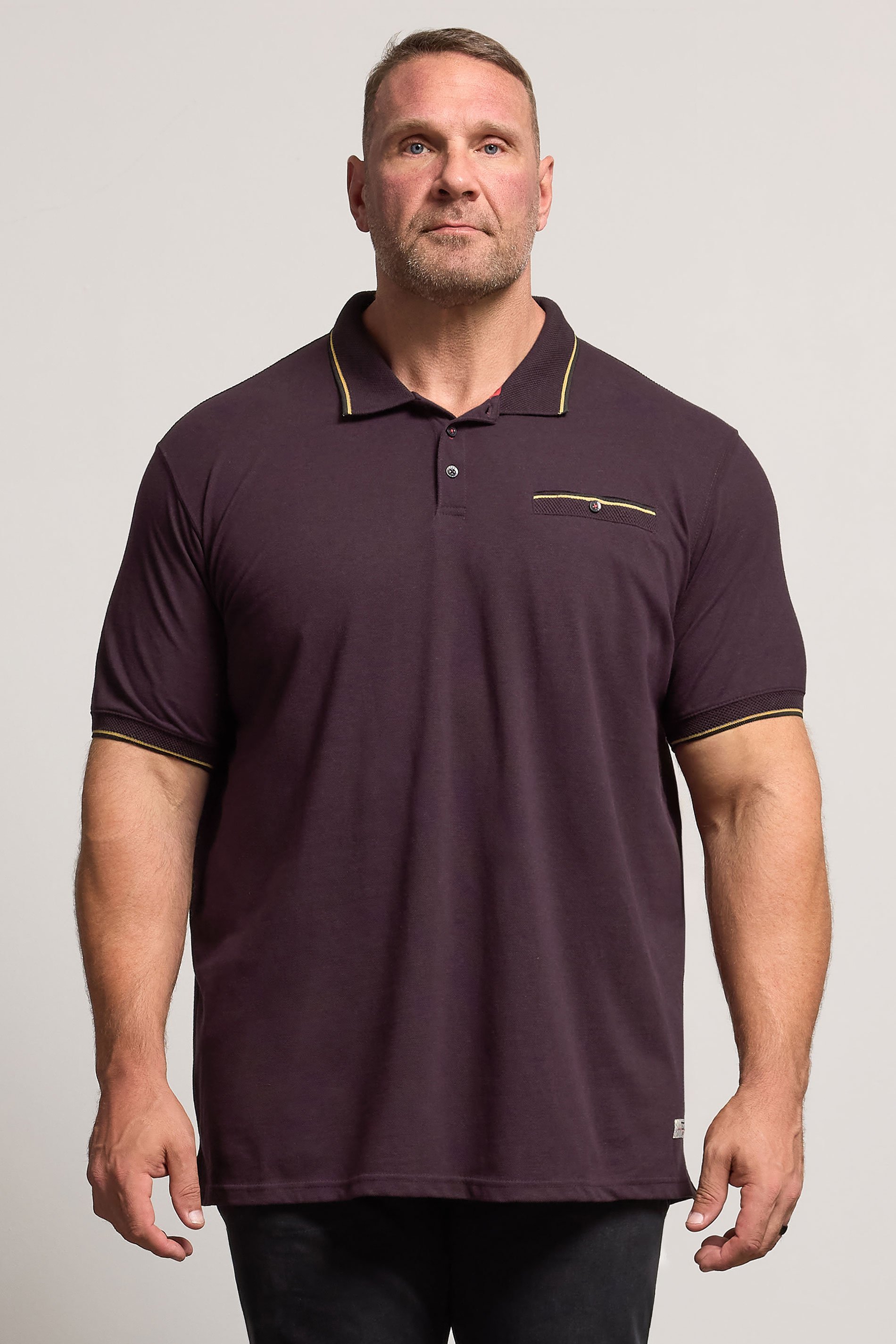 D555 Big & Tall Burgundy Red Jacquard Pique Polo Shirt | BadRhino 1