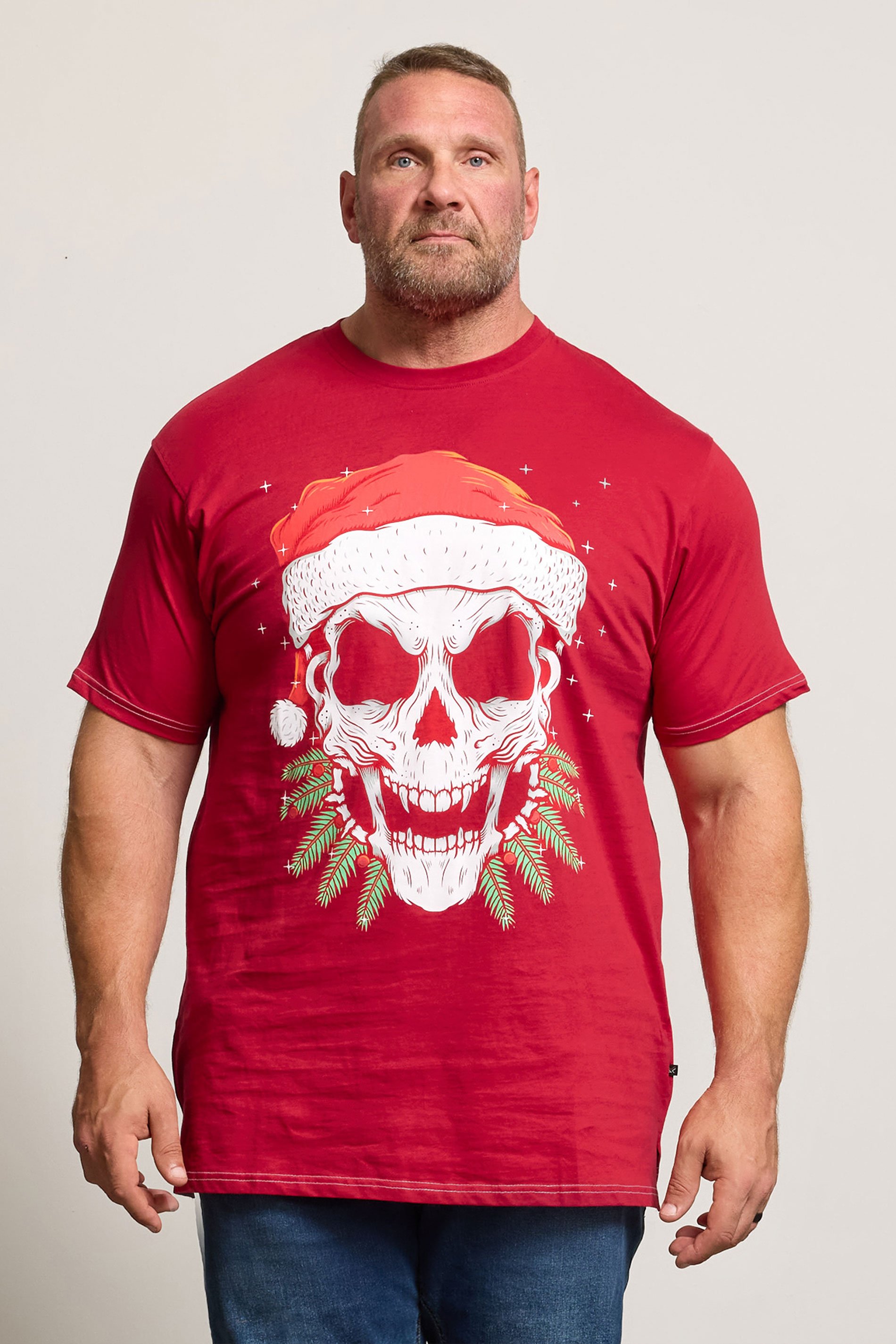 KAM Big & Tall Red Santa Skull Graphic Print T-Shirt | BadRhino 1