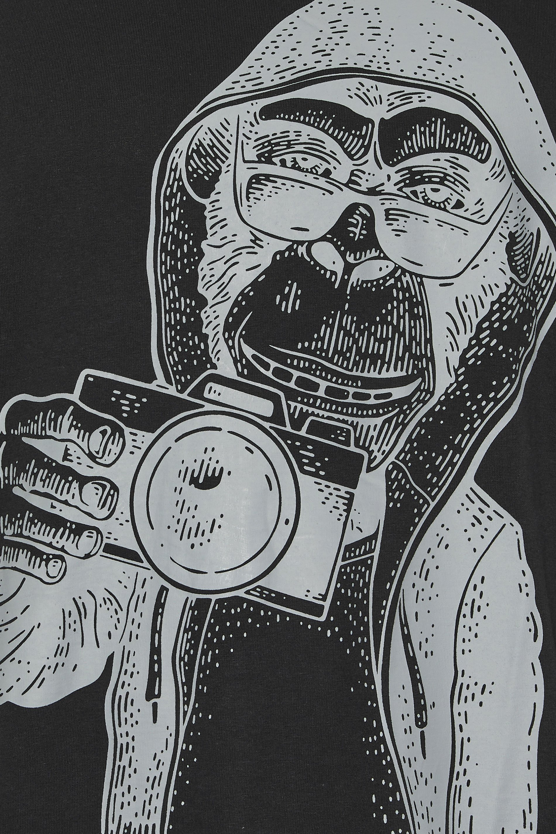 KAM Black Monkey Phtographer Graphic Print T-Shirt | BadRhino 5