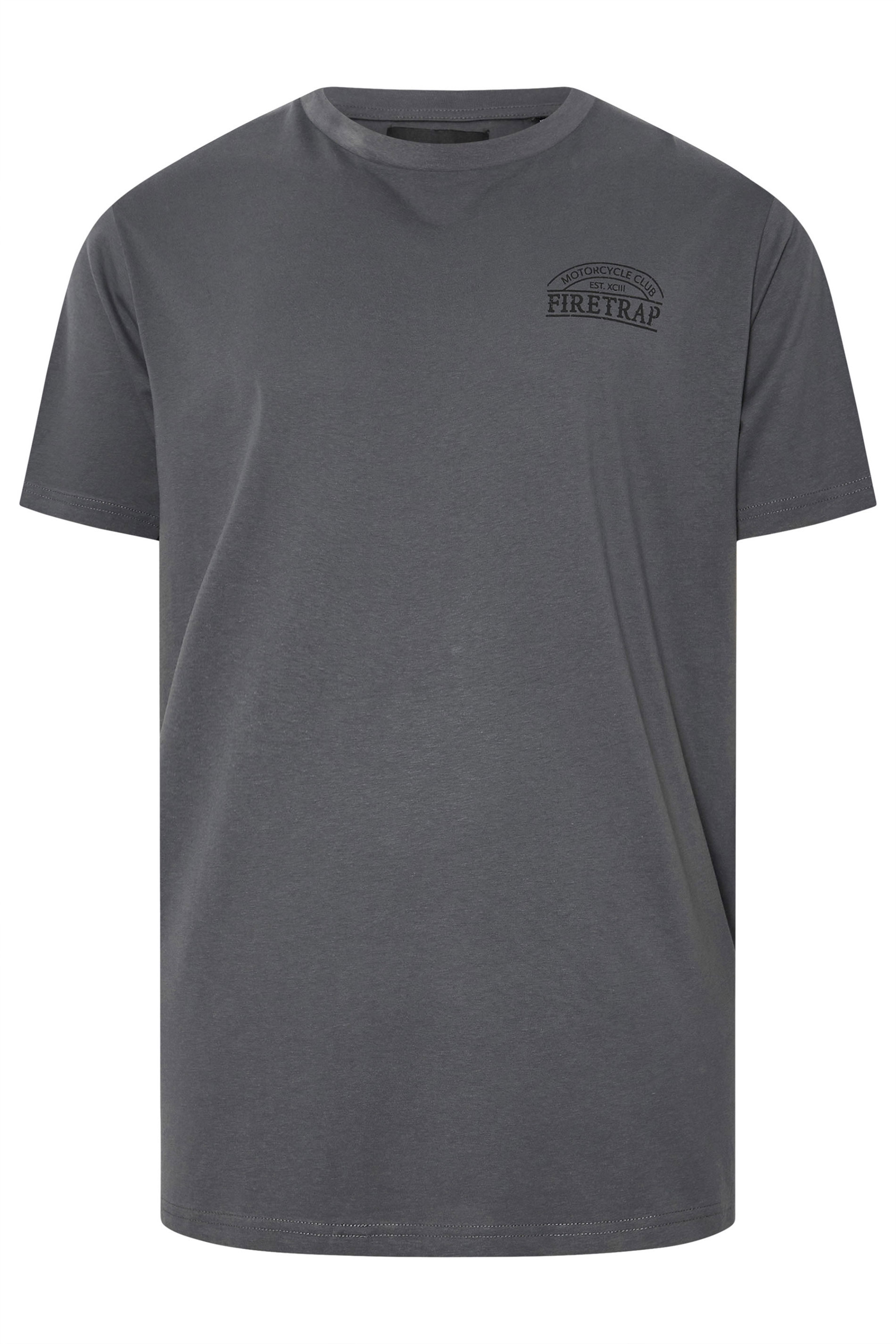 FIRETRAP Big & Tall Grey Storm Skull Print T-Shirt | BadRhino 4