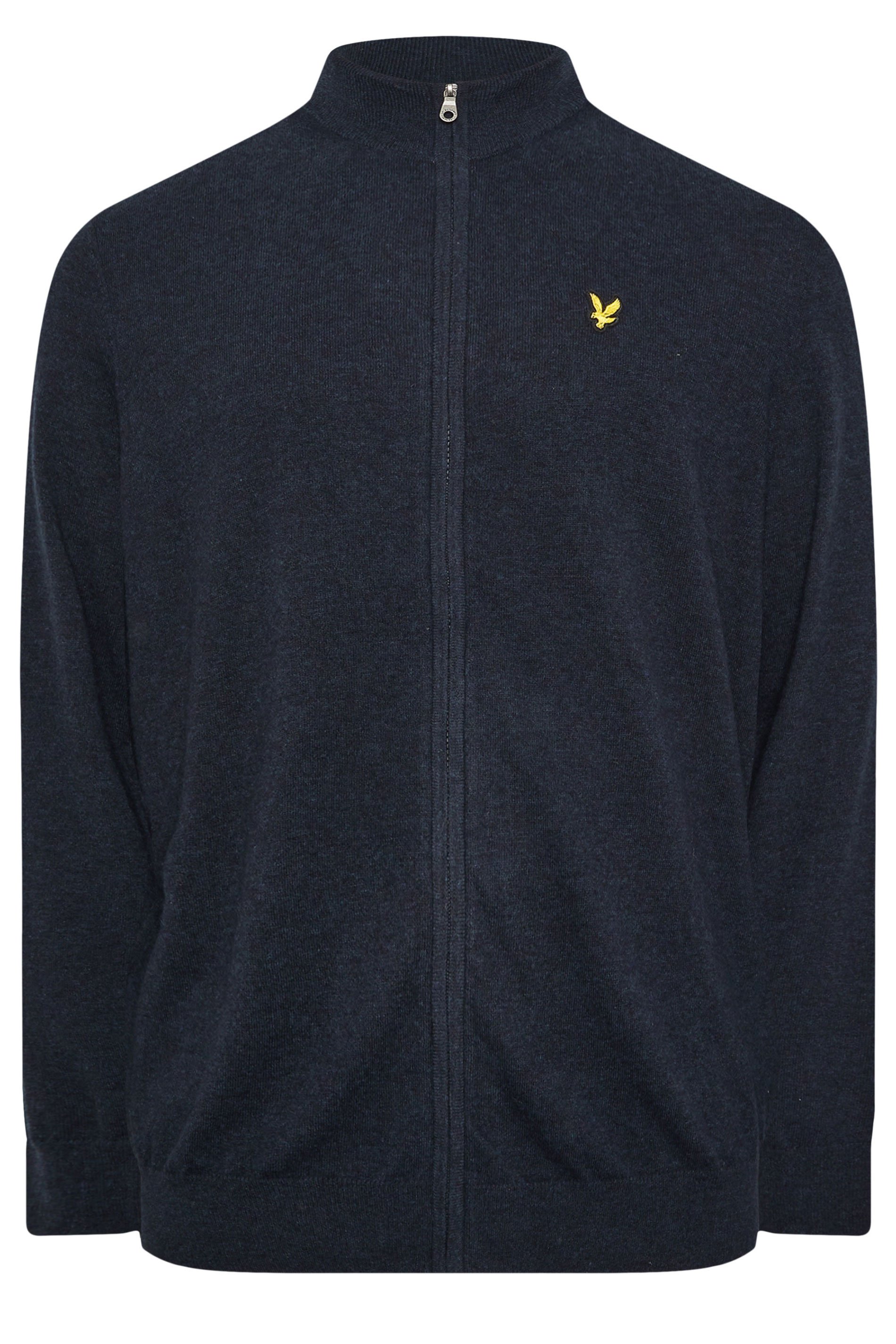 Lyle & Scott Big & Tall Navy Blue Lambswool Blend Quarter Zip Jumper | BadRhino 4