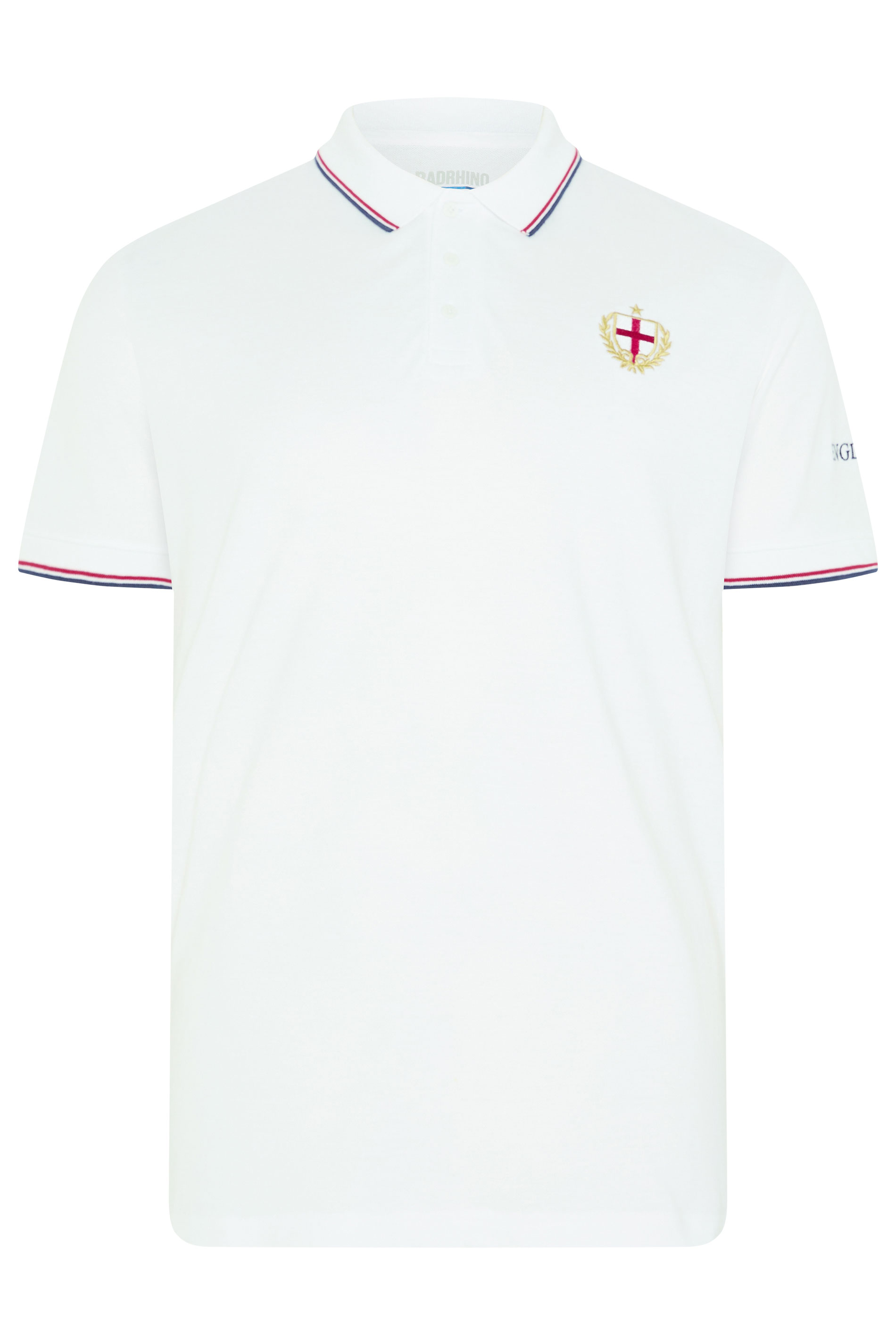 BadRhino Big & Tall White England Embroided Polo Shirt | BadRhino 7