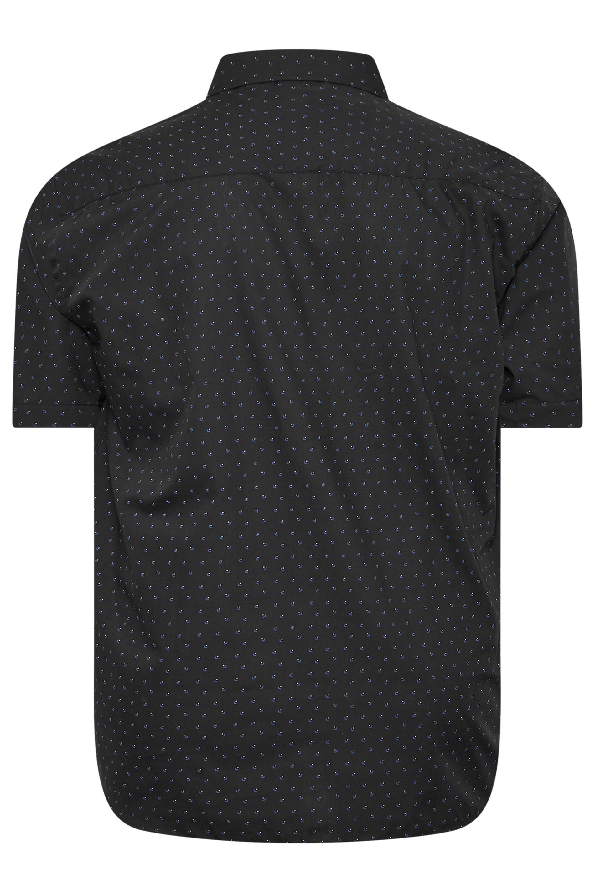 KAM Big & Tall Blue & Black Dobby Print Short Sleeve Shirt | BadRhino 4