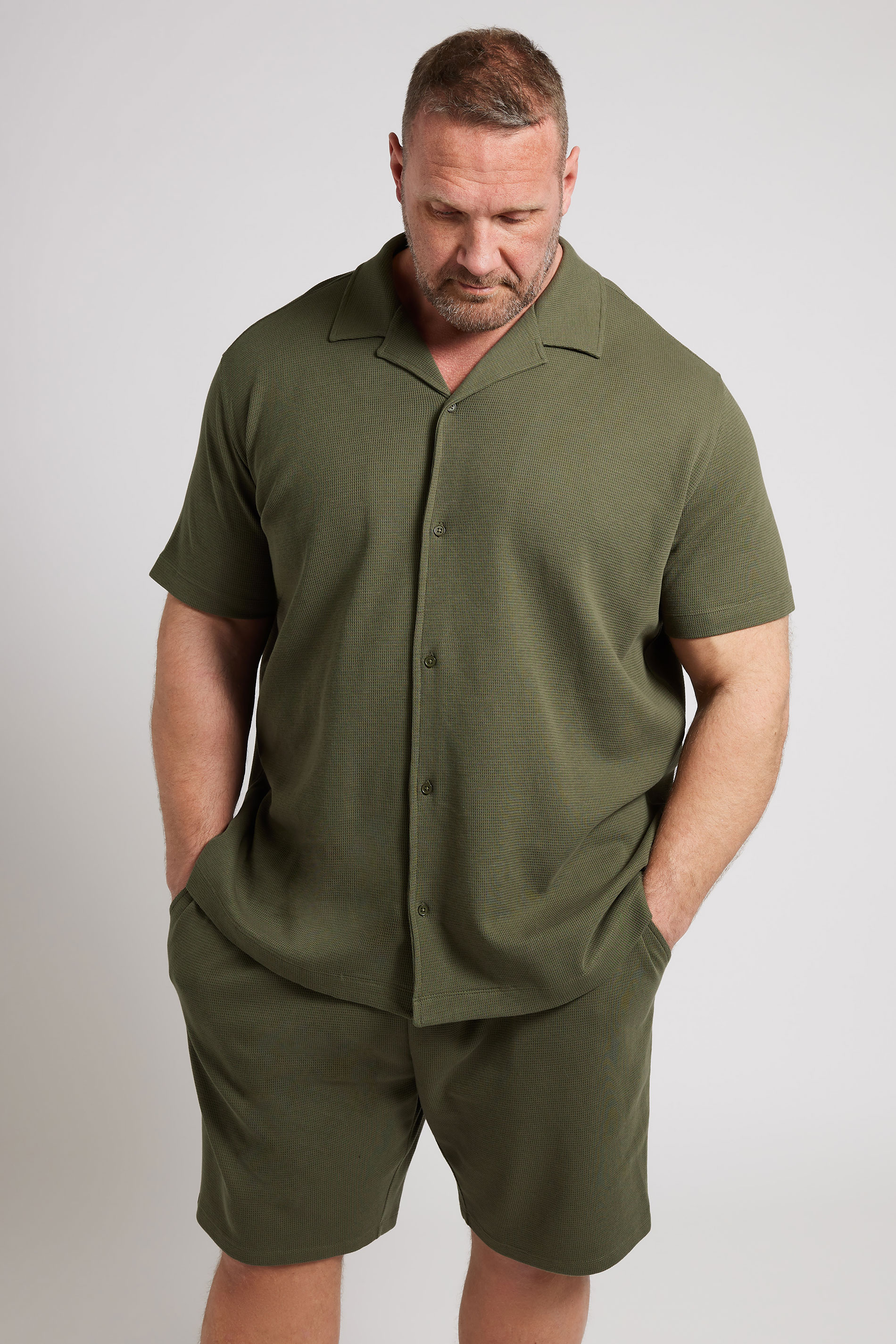 BadRhino Big & Tall Khaki Green Textured Shorts | BadRhino 2