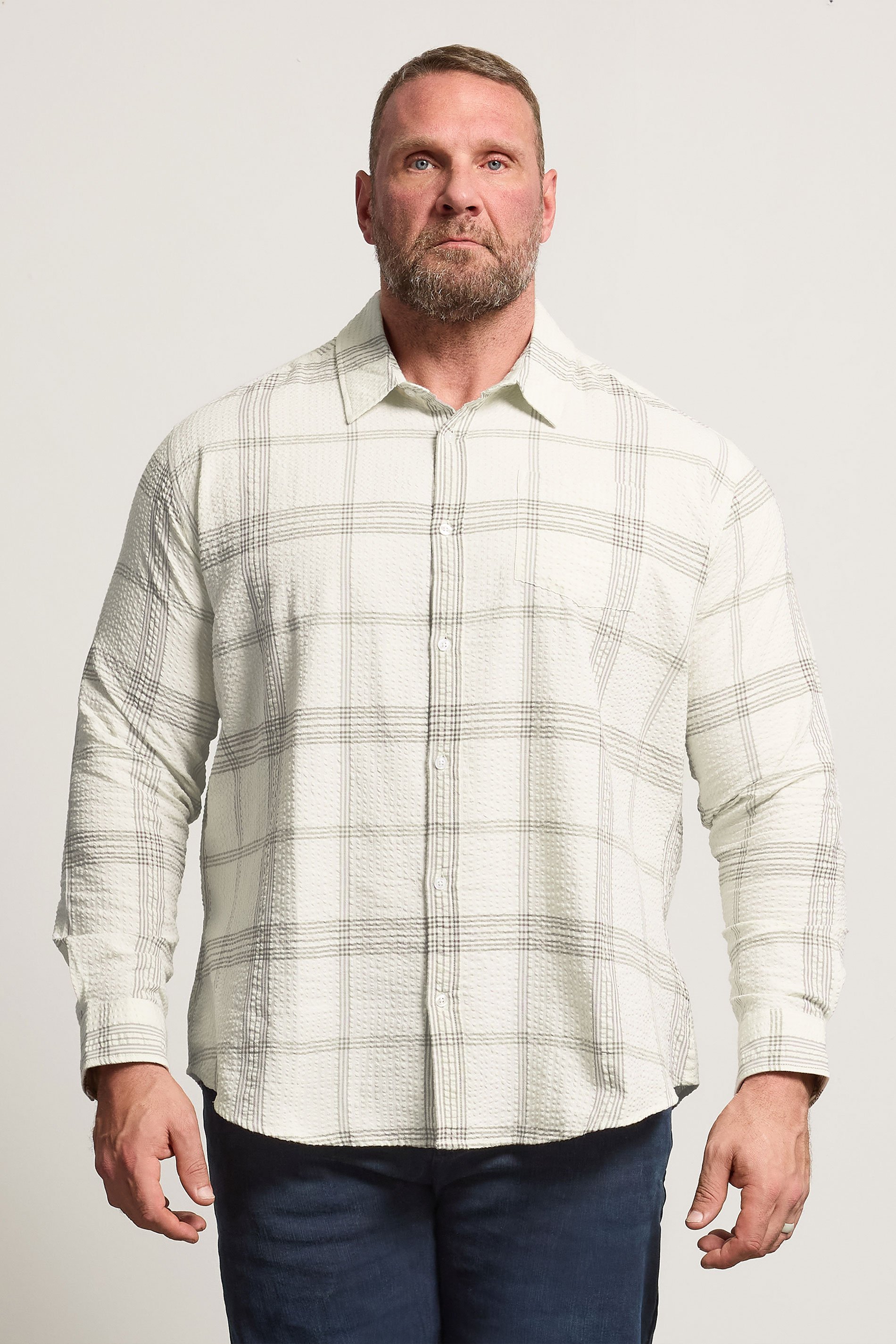 BadRhino Big & Tall Natural Brown Textured Checked Shirt | BadRhino 1