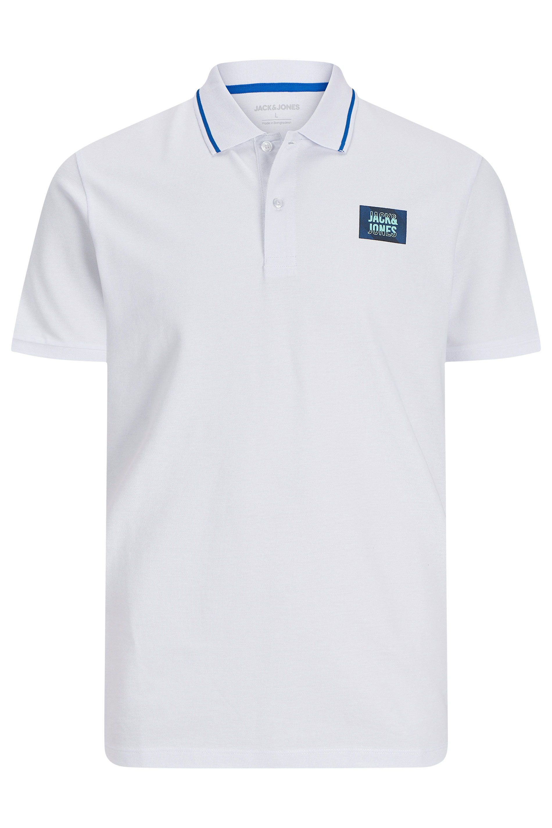 JACK & JONES Big & Tall White Hudson Polo Shirt | BadRhino 3