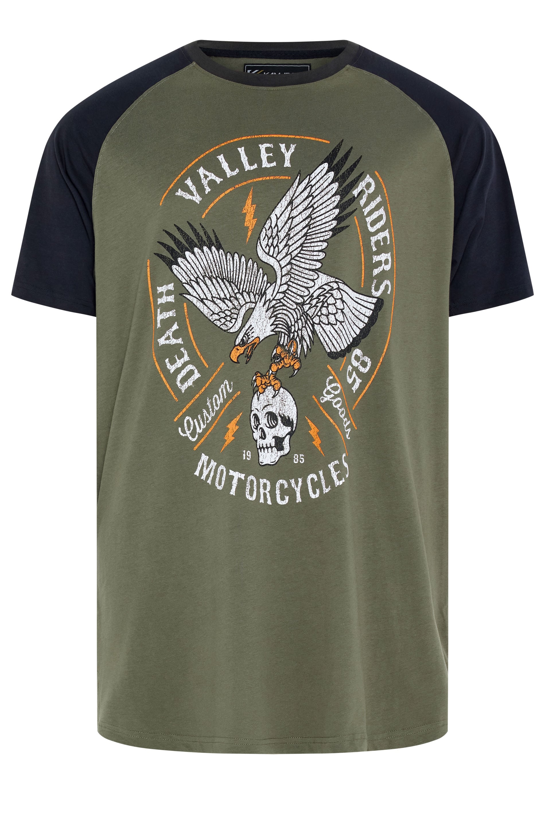 KAM Big & Tall Green Raglan Graphic Print T-Shirt | BadRhino 1