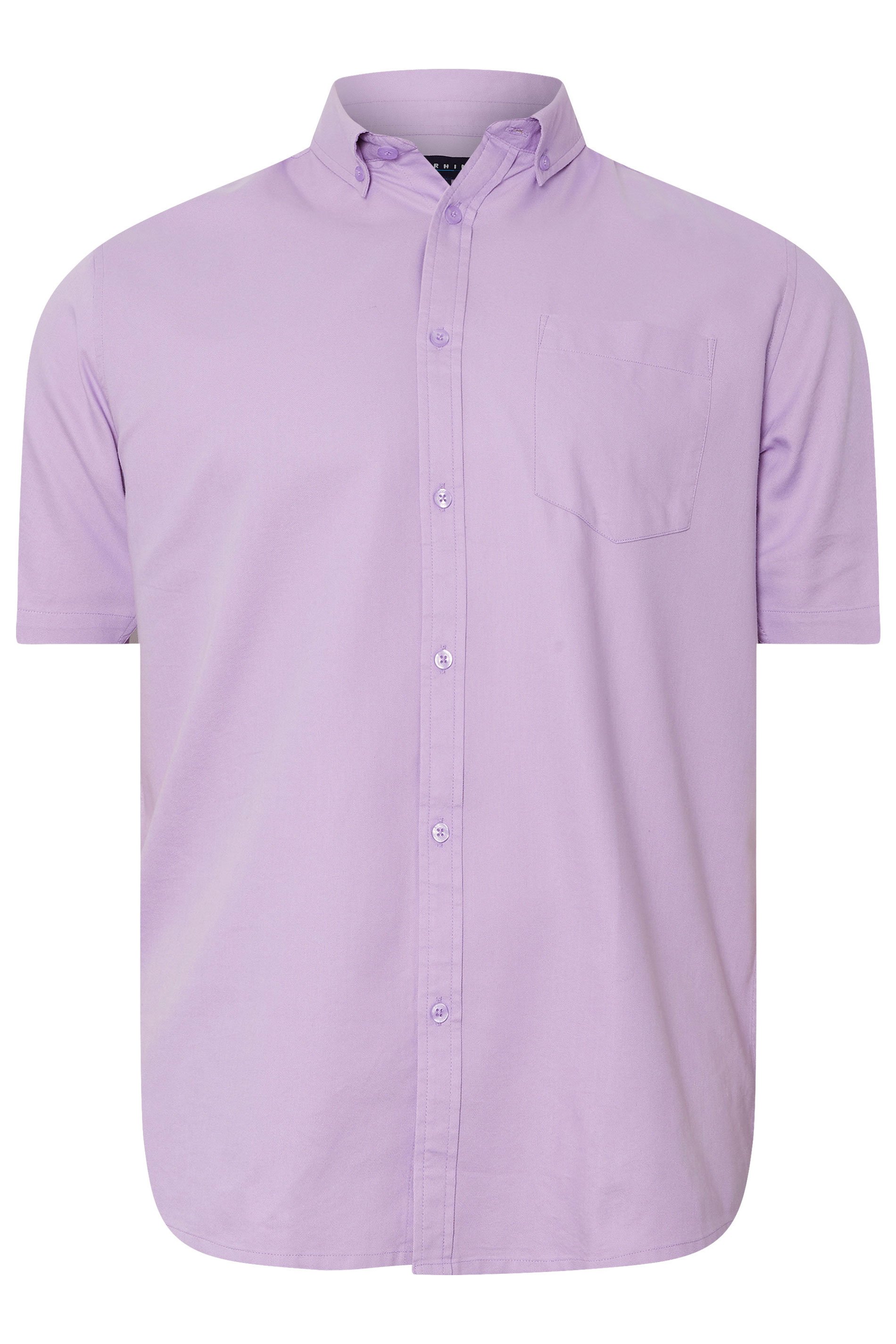 BadRhino Big & Tall Lilac Purple Short Sleeve Oxford Shirt | BadRhino 7