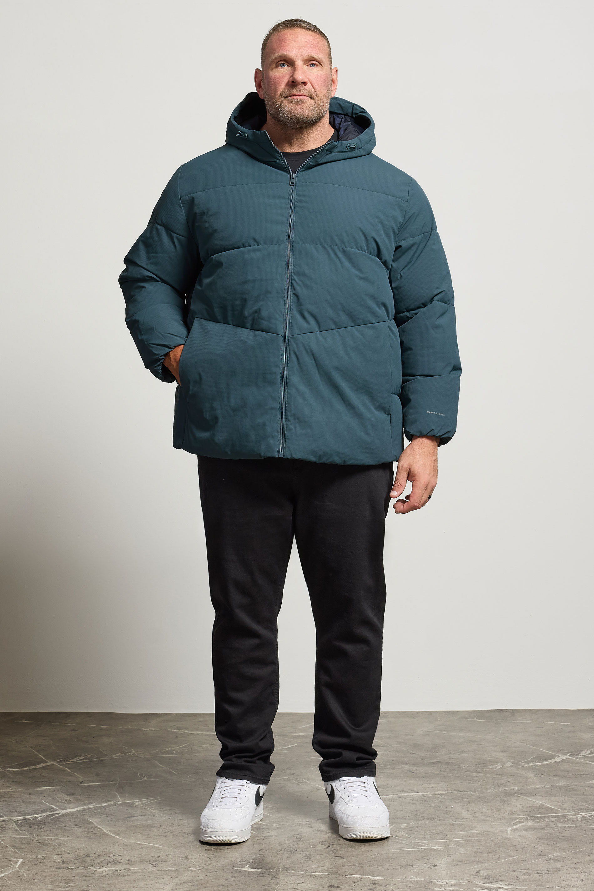 JACK & JONES Big & Tall Blue Puffer Jacket | BadRhino 2