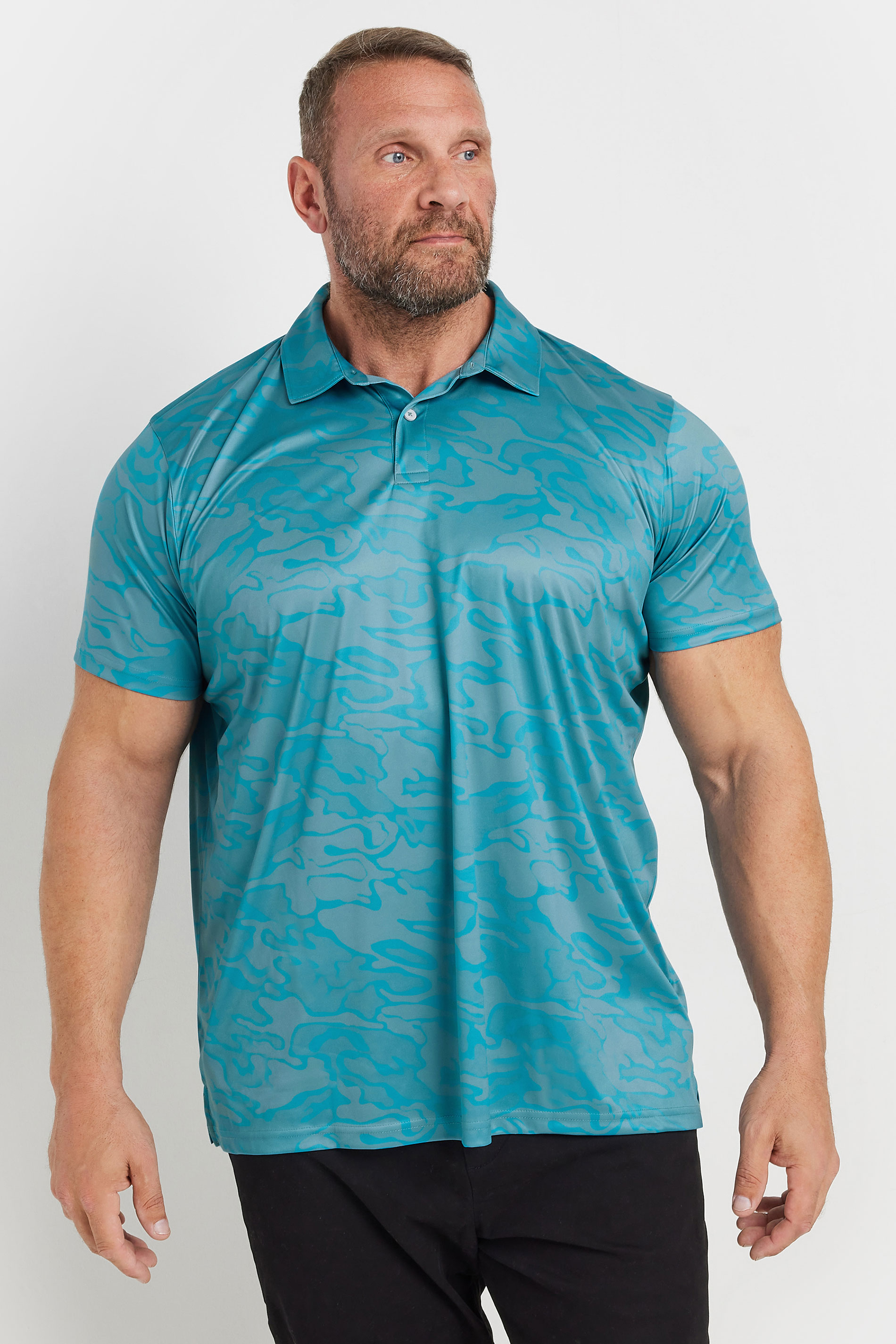 BadRhino Golf Big & Tall Blue Camo Print Polo Shirt | BadRhino 2