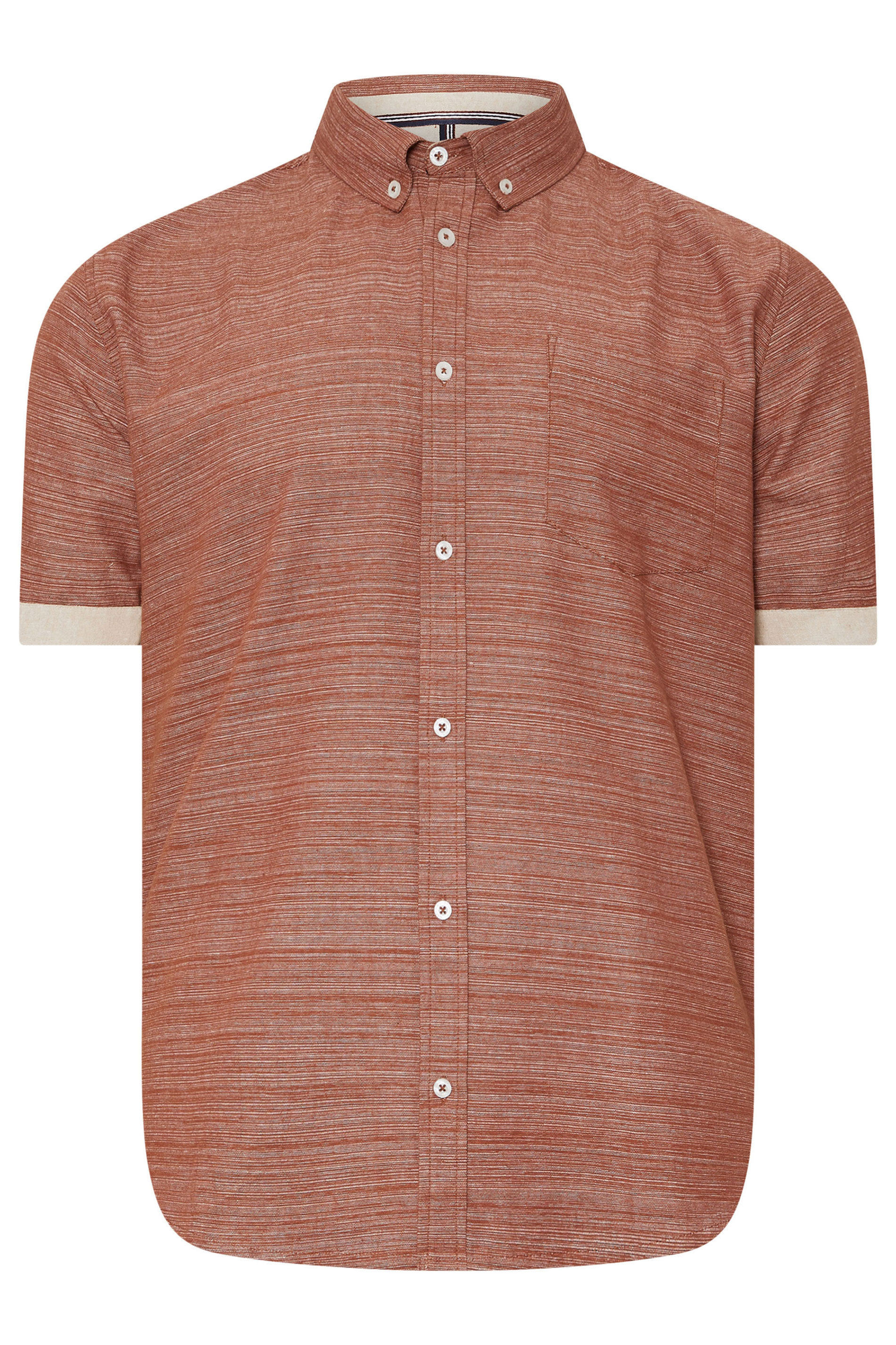 BadRhino Big & Tall Rust Orange Short Sleeve Slub Shirt | BadRhino 7