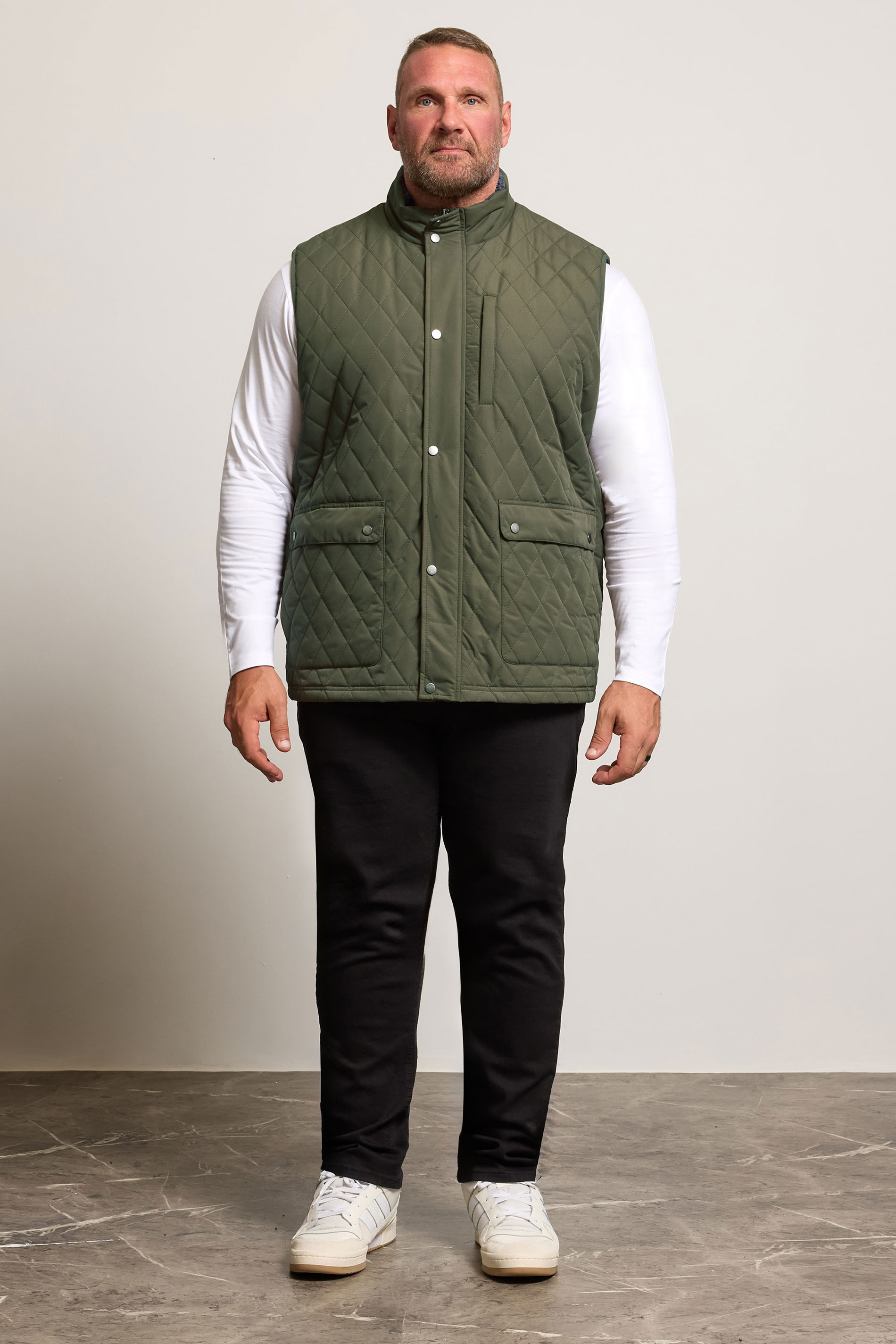 BadRhino Big & Tall Khaki Green Diamond Quilted Gilet | BadRhino 3