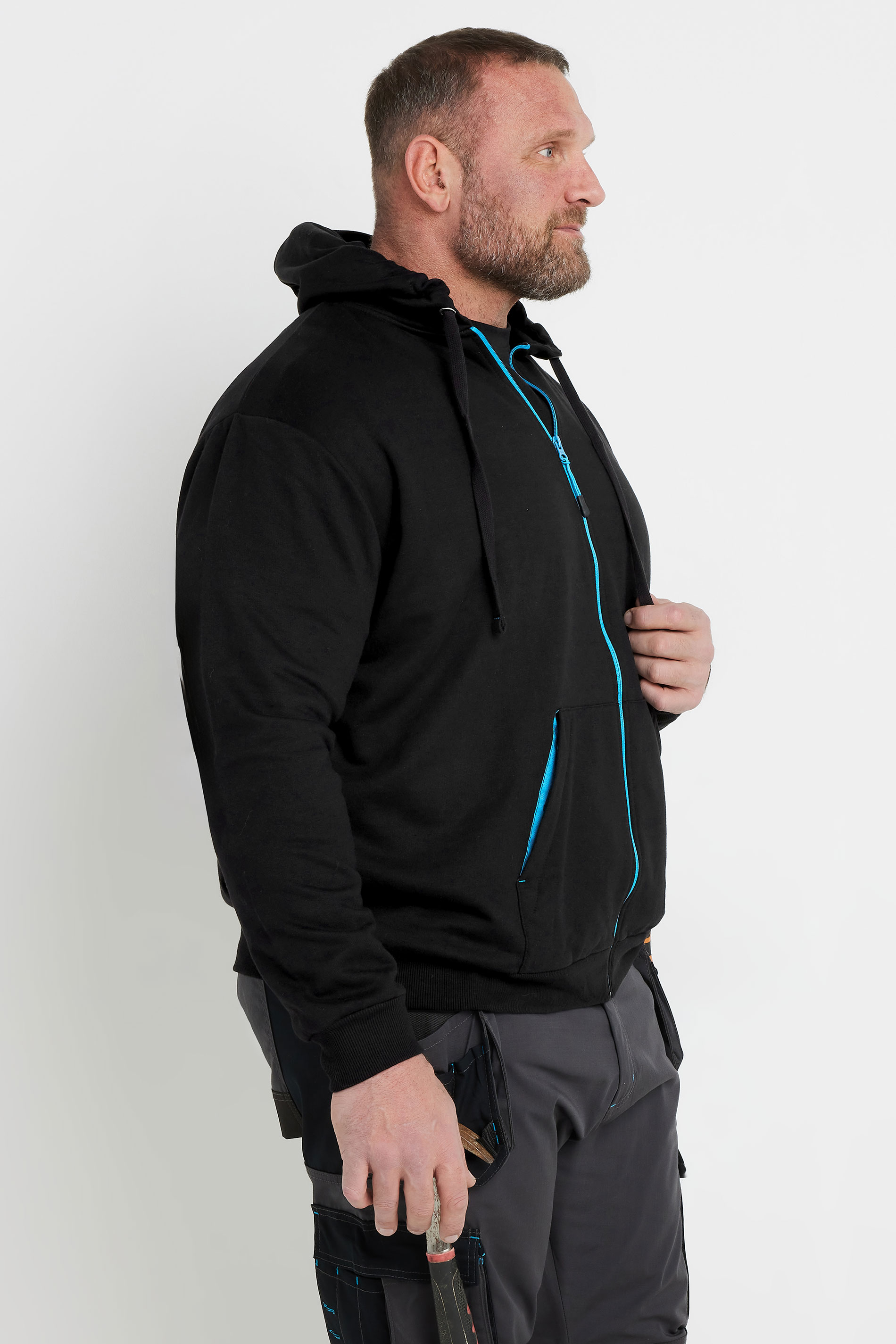BadRhino Big & Tall Black Workwear Zip Through Hoodie | BadRhino 6
