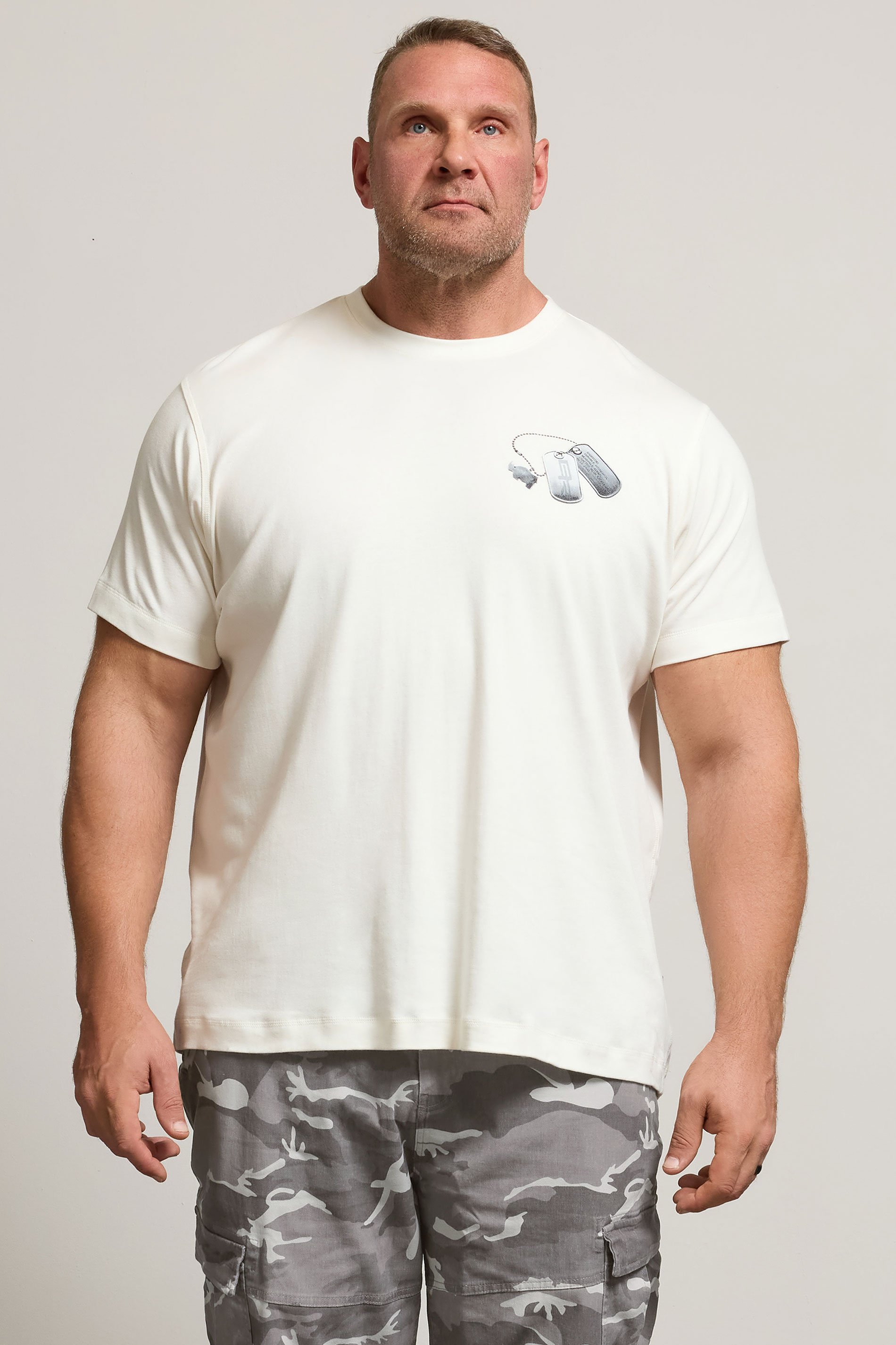 BadRhino Big & Tall Off-White Military Dog Tag Graphic T-Shirt | BadRhino 3