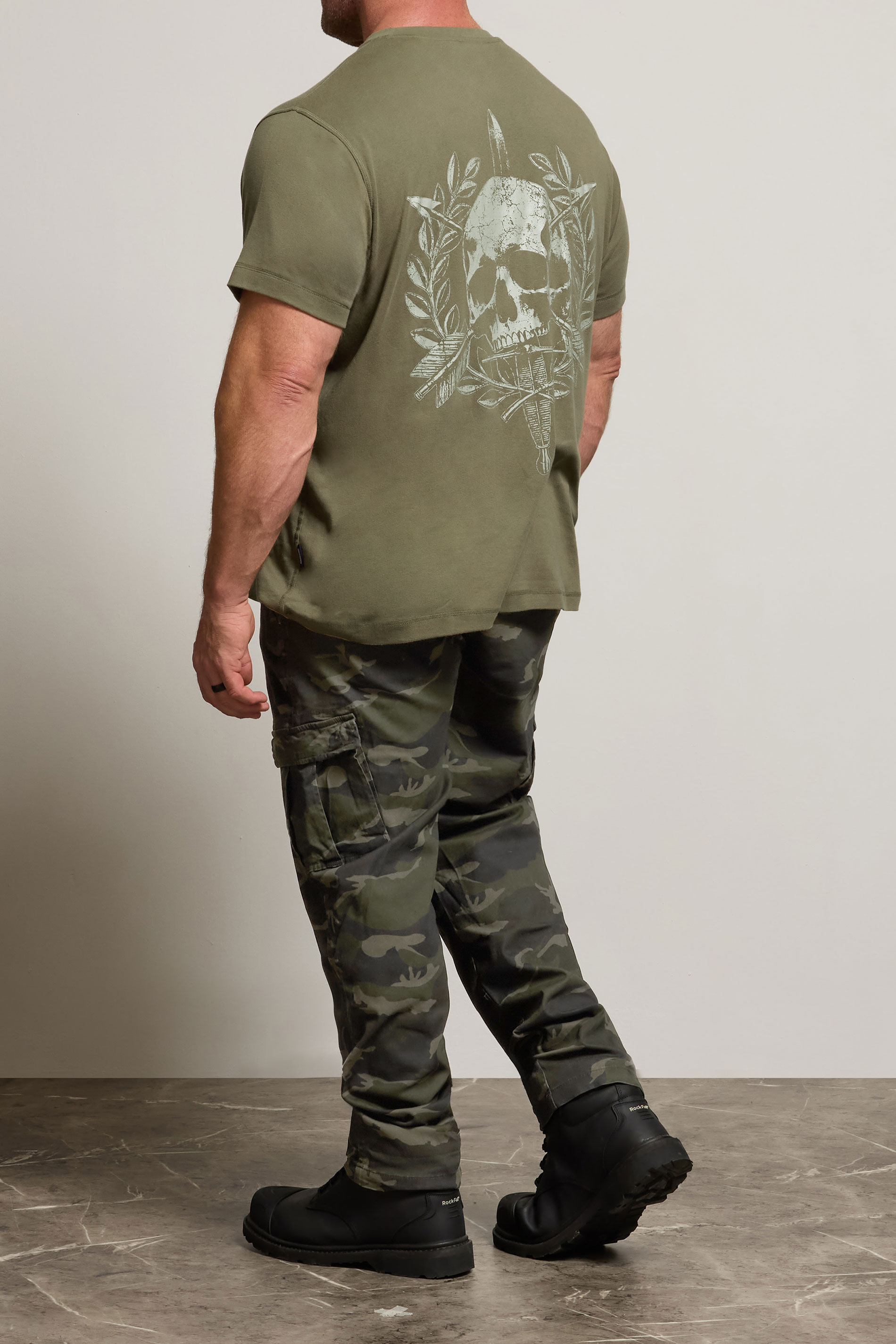 BadRhino Big & Tall Green Camo Print Cargo Trousers | BadRhino 4