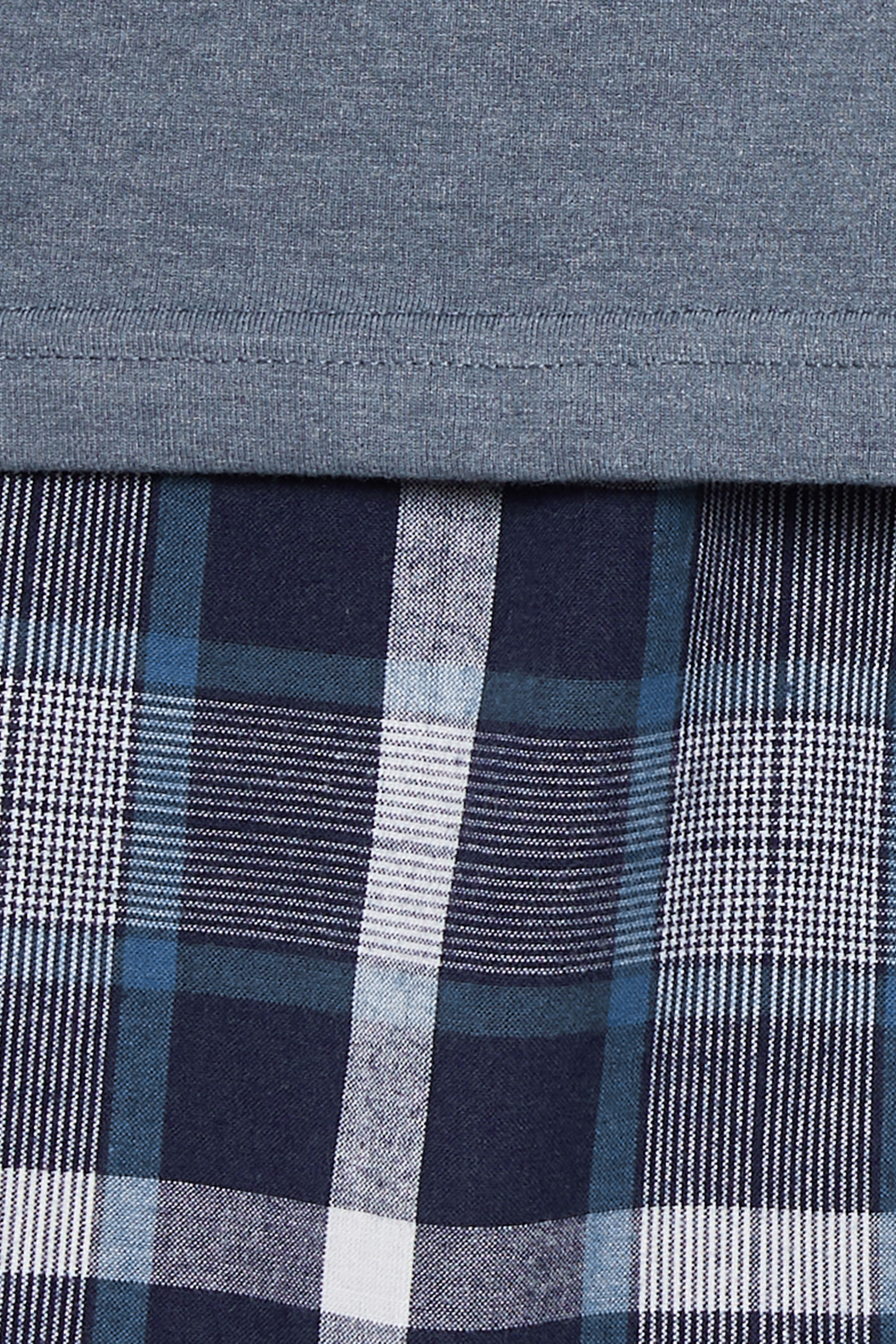 BadRhino Big & Tall Blue Checked Shorts and T-Shirt Pyjama Set | BadRhino 2