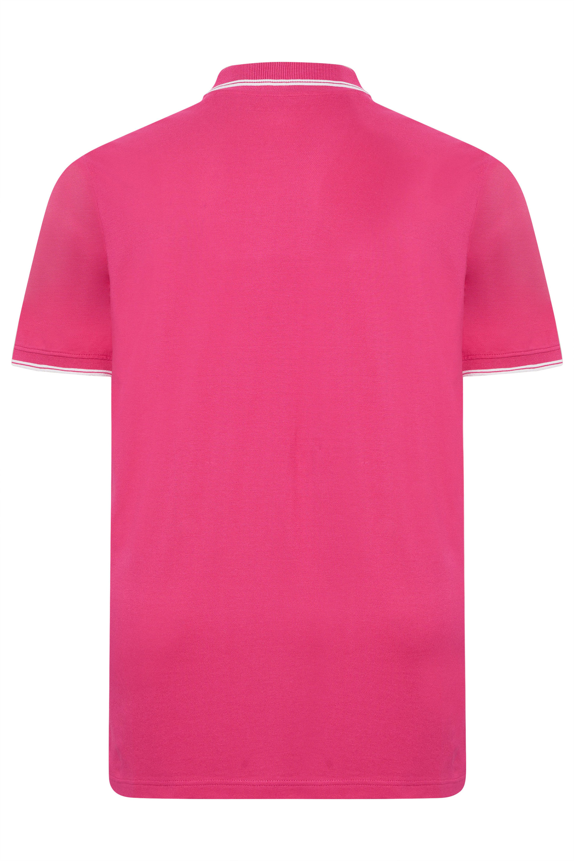 BadRhino Big & Tall Pink & White Tipped Polo Shirt | BadRhino 7