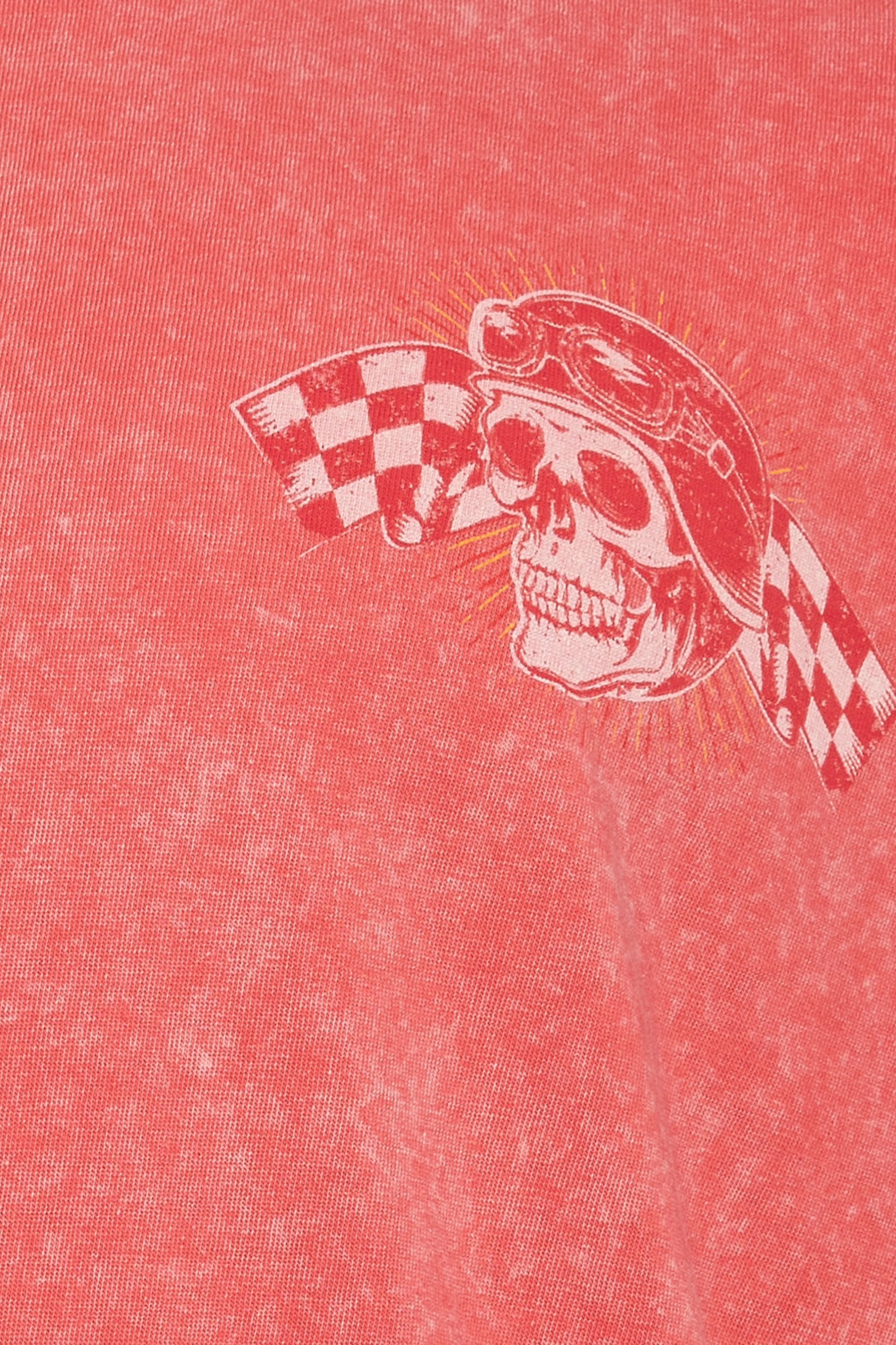 BadRhino Big & Tall Red Acid Wash Skull Print T-Shirt | BadRhino 4