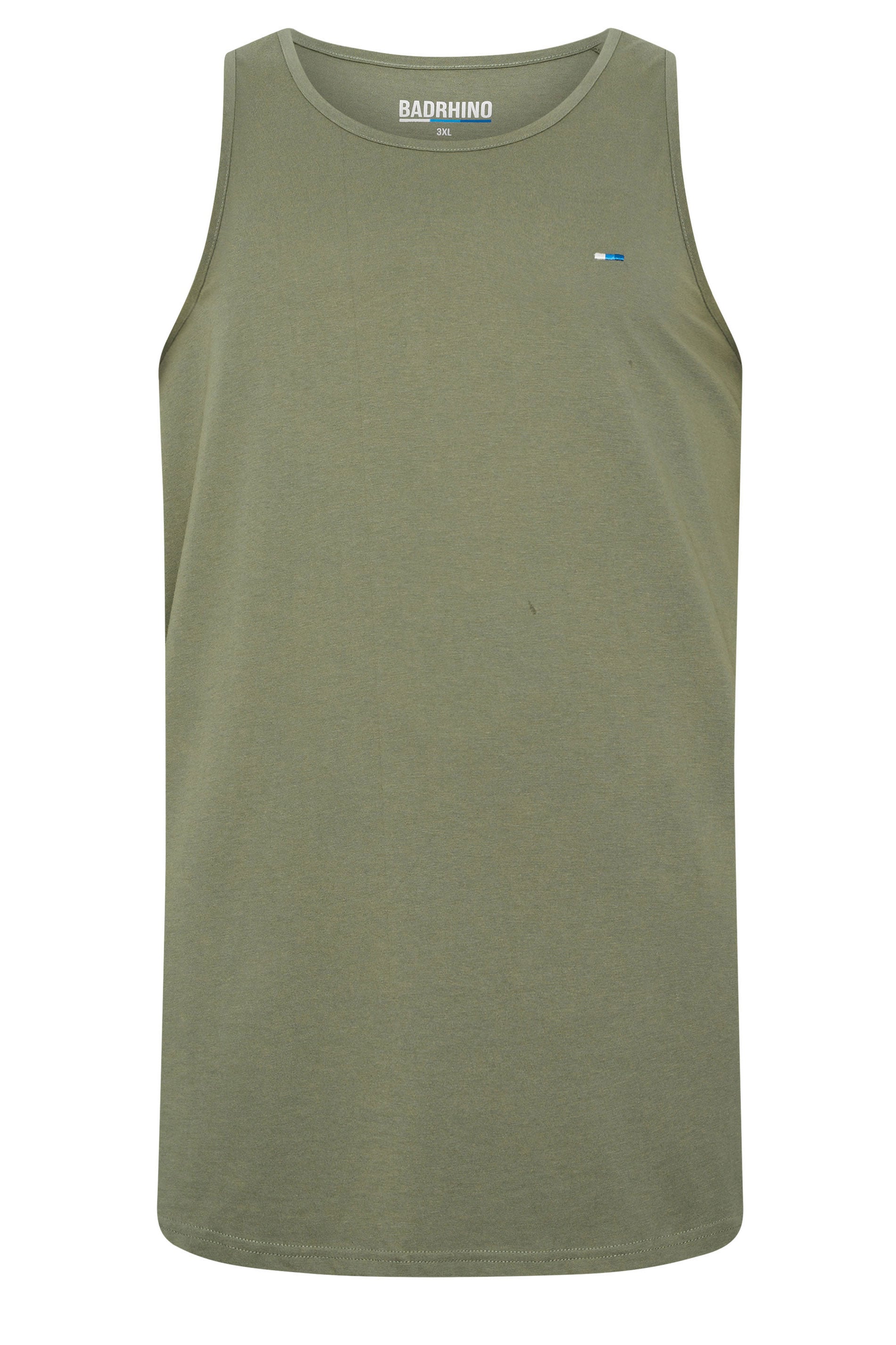BadRhino Big & Tall 3 Pack Blue/Green/Brown Extra Long Plain Vest Top | BadRhino 8