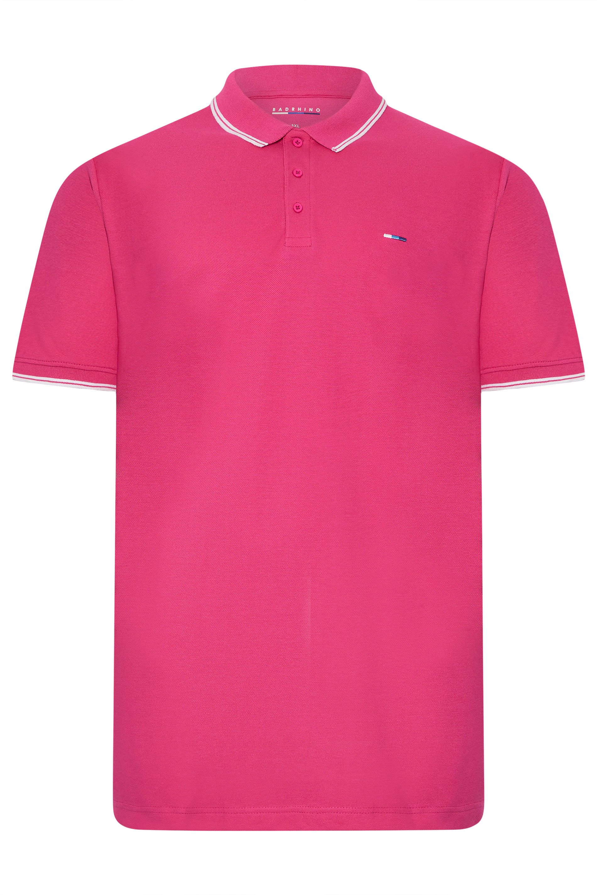 BadRhino Big & Tall 3 Pack Pink & Orange Tipped Polo Shirts | BadRhino 8