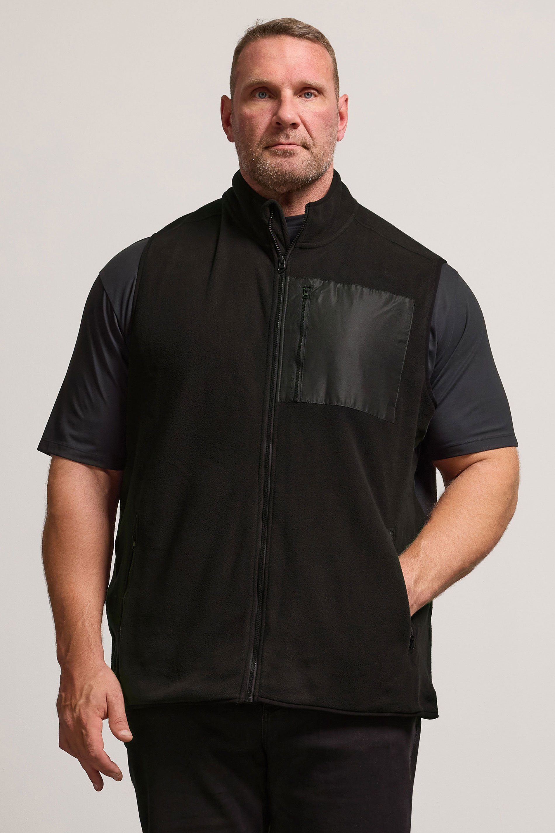 BadRhino Big & Tall Black Fleece Pocket Gilet | BadRhino 1