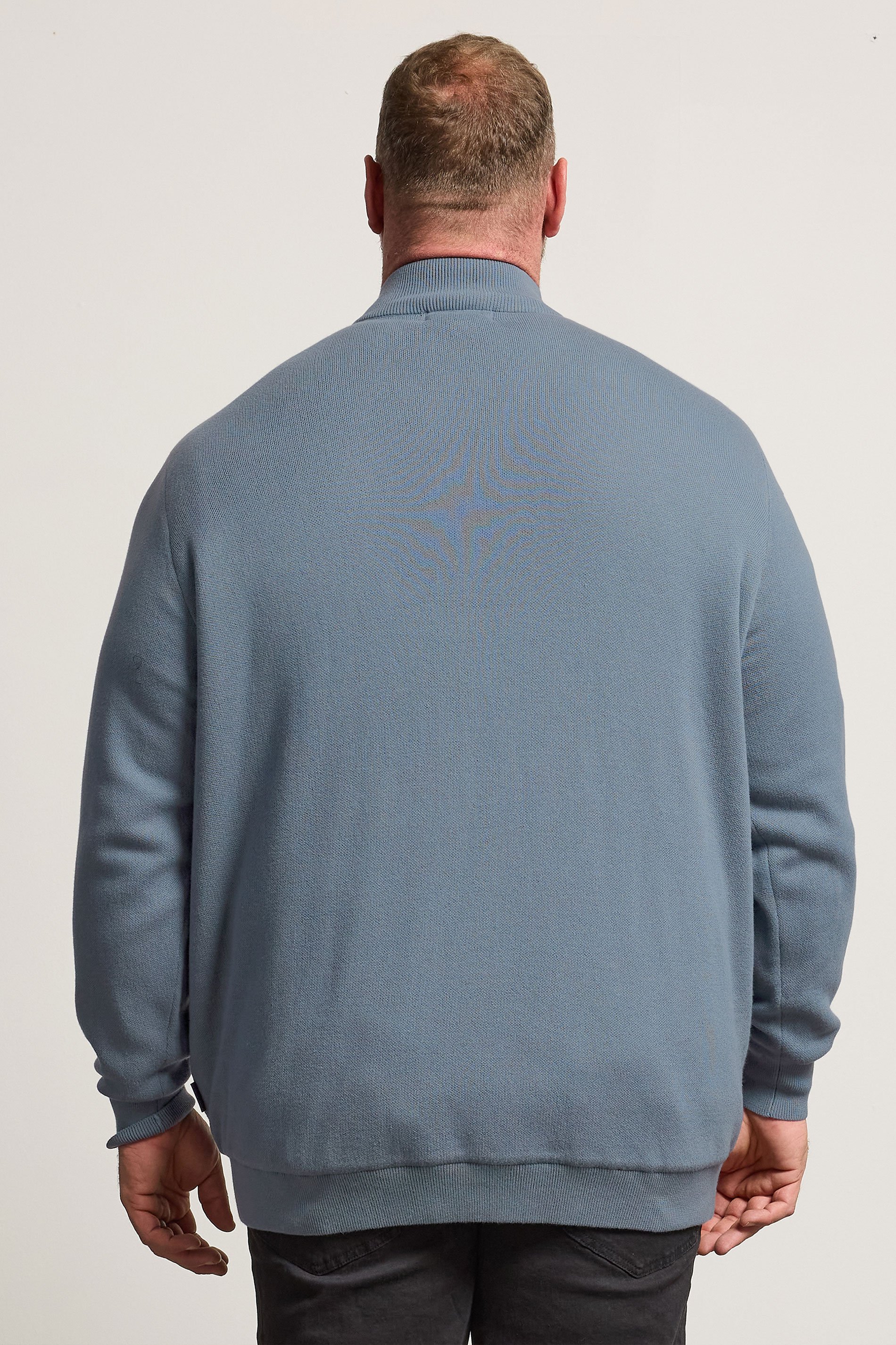 BadRhino Big & Tall Blue Knitted Borg Zip Up | BadRhino 4