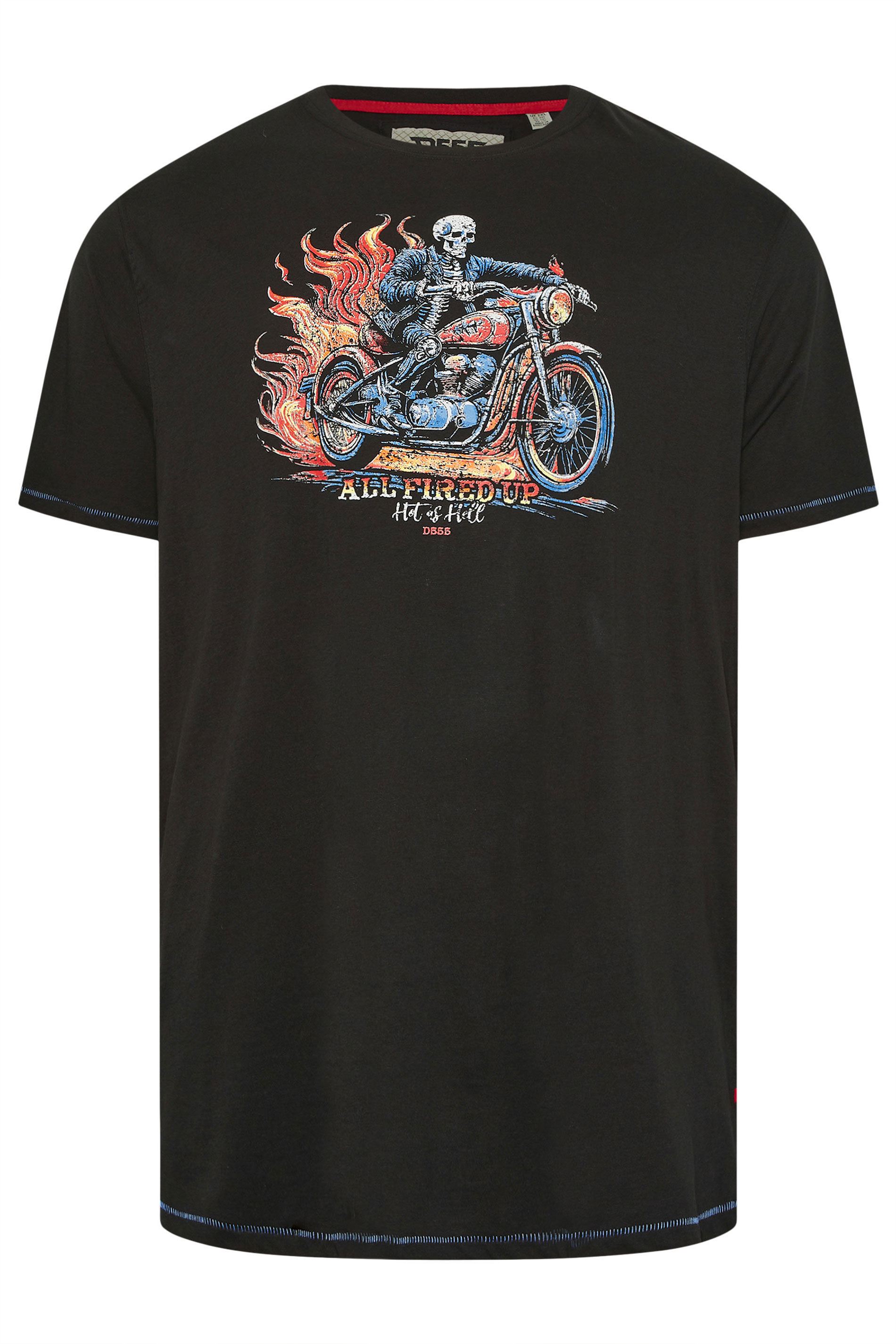 D555 Big & Tall Black 'All Fired Up' Graphic Print T-Shirt | BadRhino 3