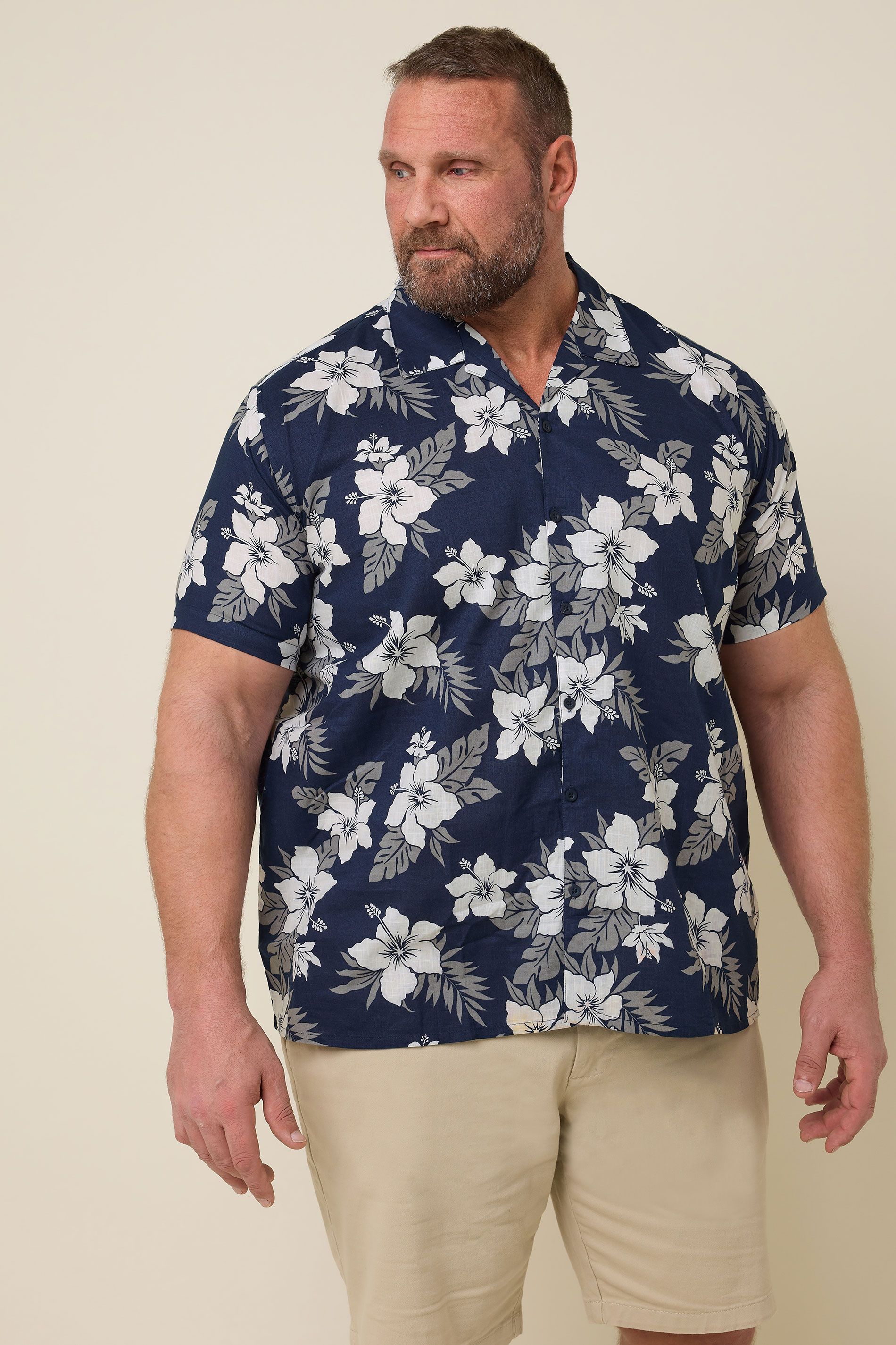 BadRhino Big & Tall Rust Orange & Navy Blue Leaf Print Shirt | BadRhino 2