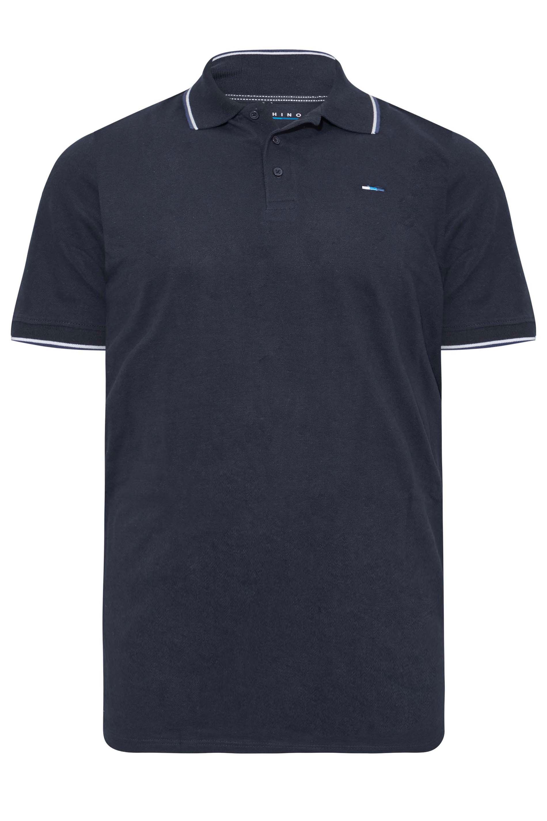 BadRhino Navy Blue 3 Pack Essential Tipped Polo Shirts | BadRhino 3