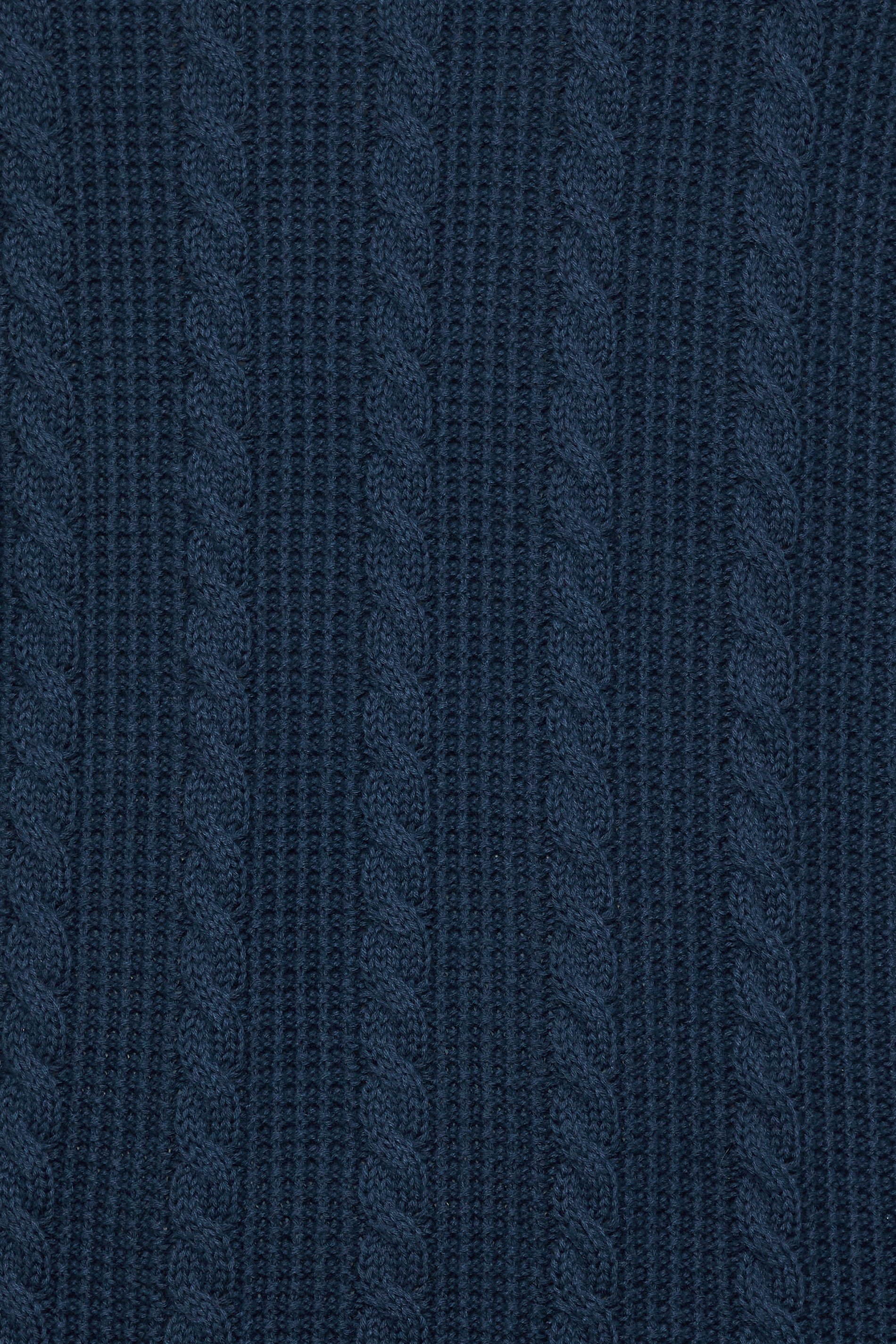 BadRhino Big & Tall Navy Blue Crew Neck Cable Knit Jumper | BadRhino 3