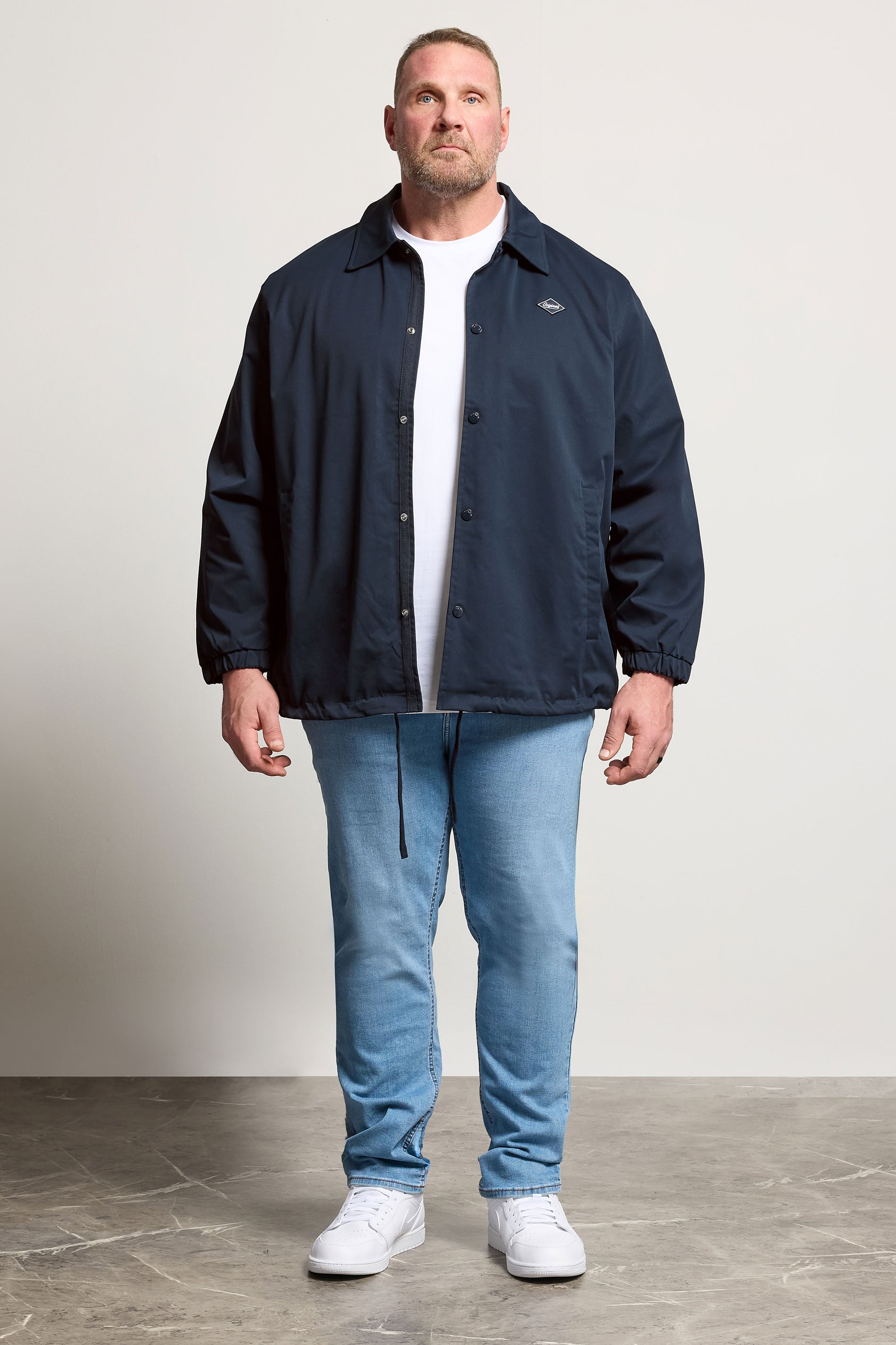 JACK & JONES Big & Tall Navy Blue Button Up Jacket | BadRhino 1