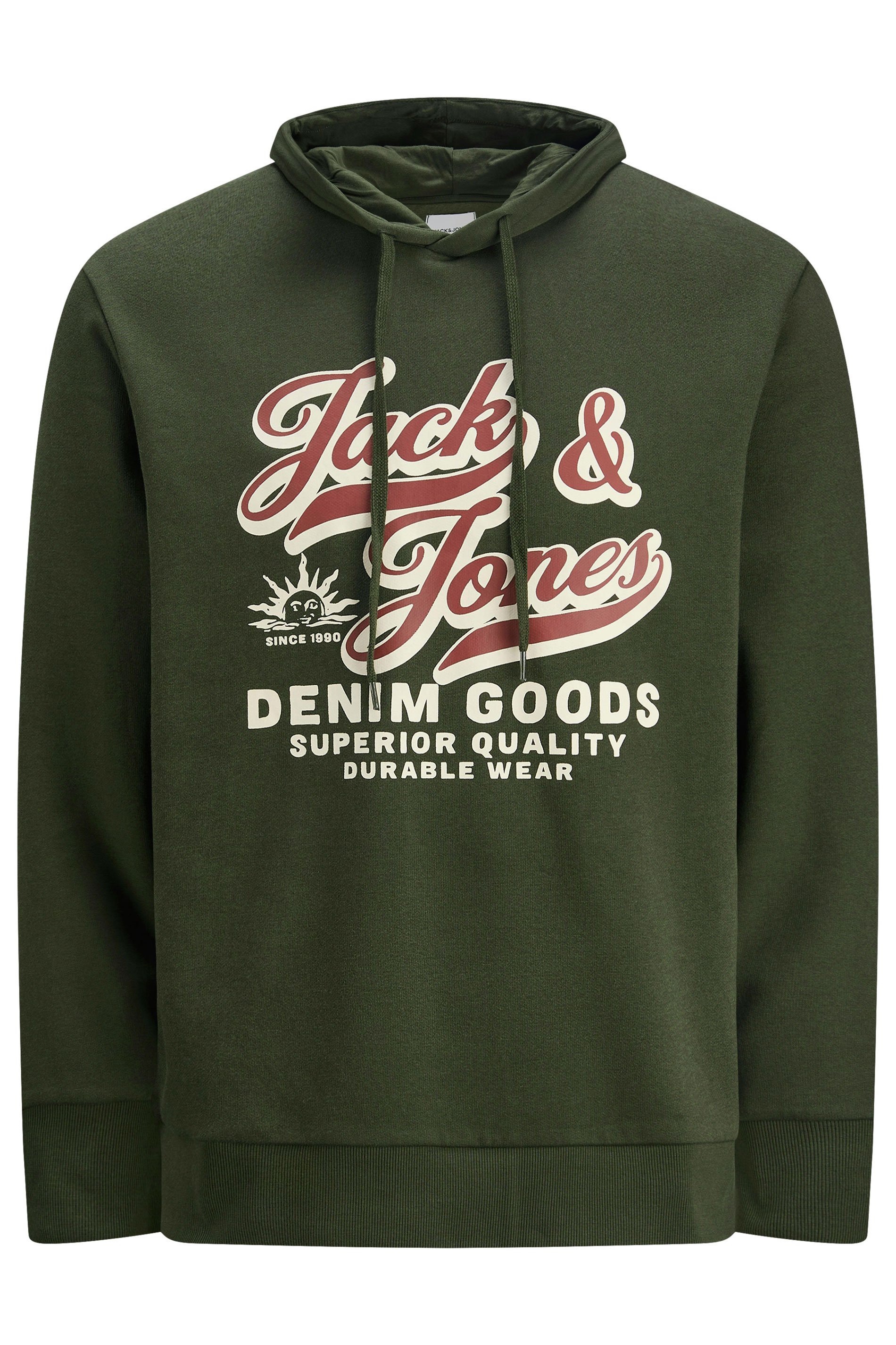 Jack & Jones Big & Tall Duffel Green Superior Hoodie | BadRhino 3