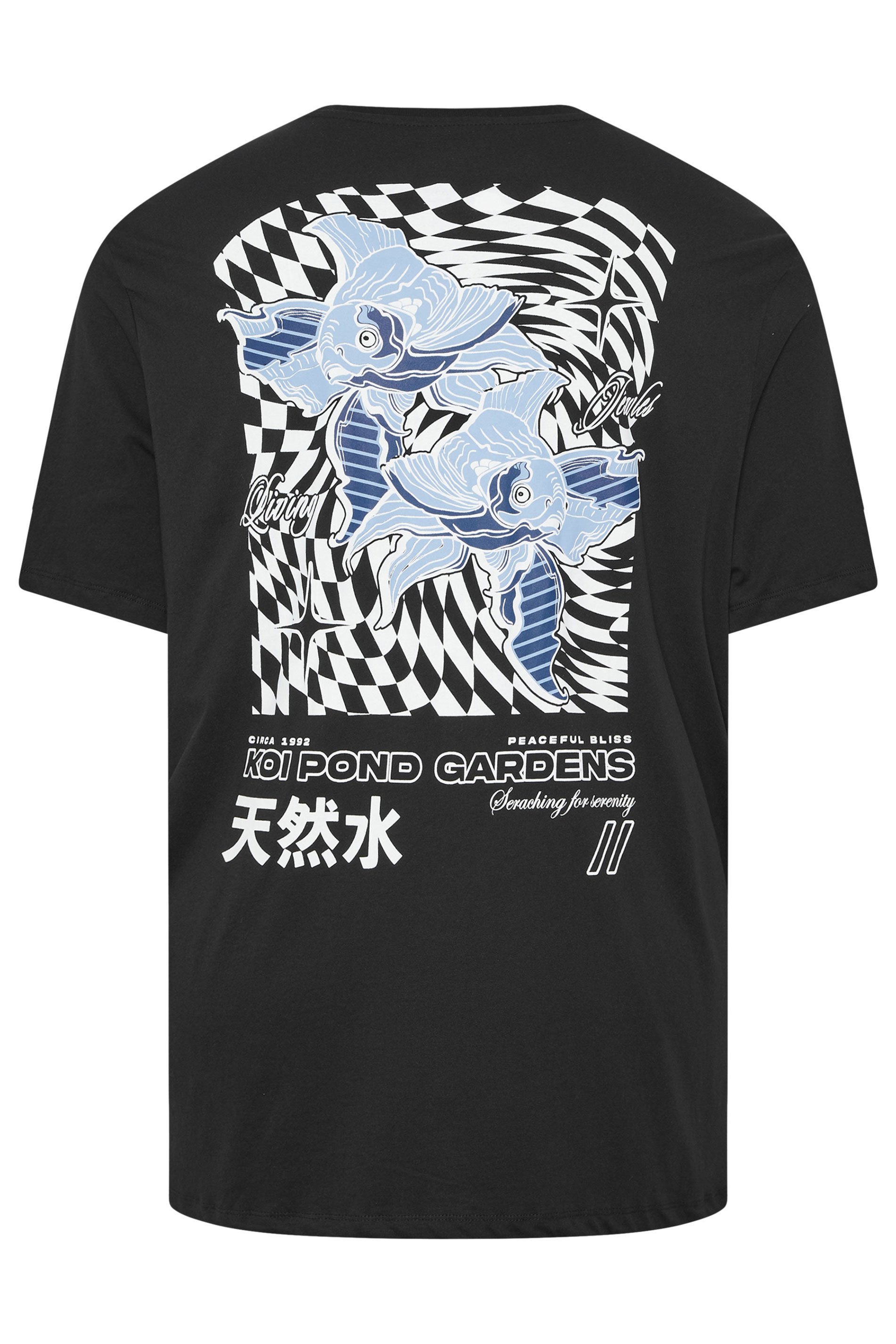 JACK & JONES Big & Tall Black Japanese Graphic Print T-Shirt | BadRhino 2