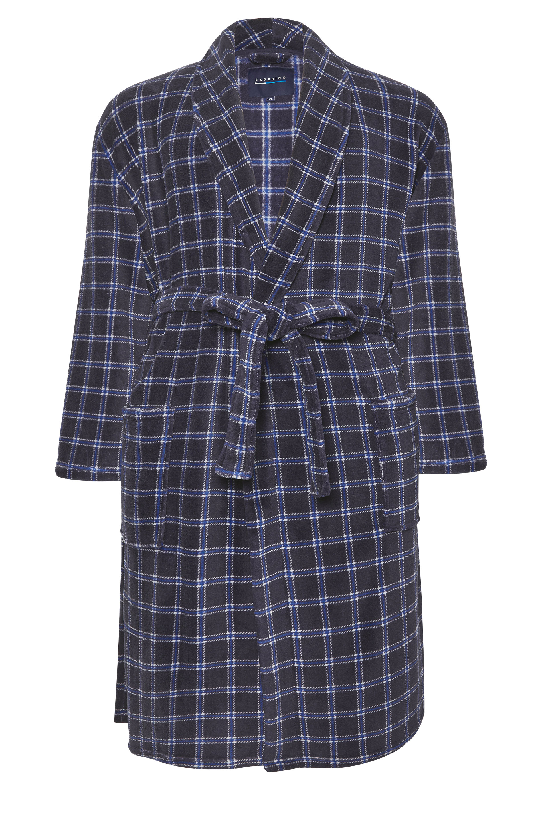 BadRhino Big & Tall Blue Check Print Dressing Gown | BadRhino 5