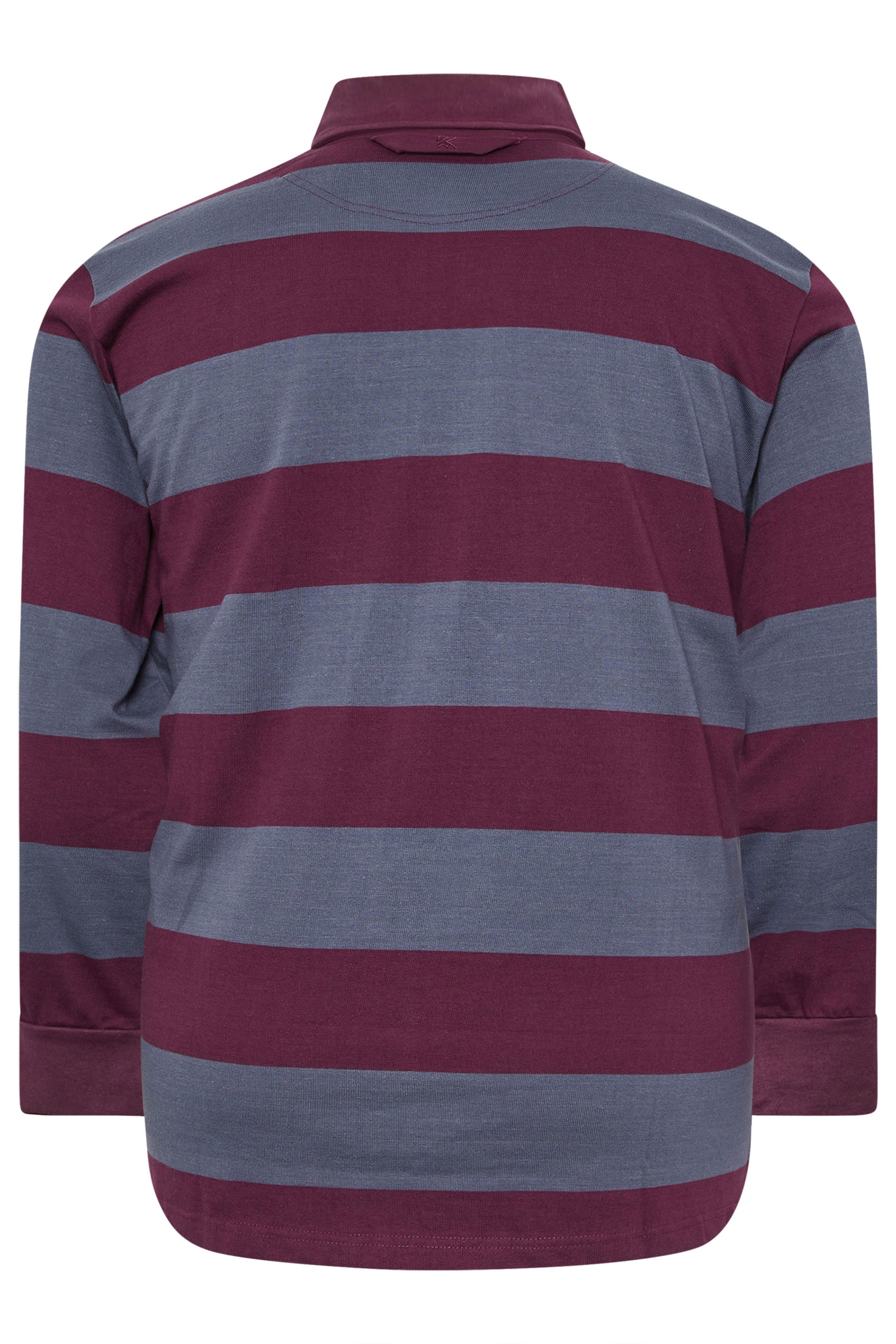 KAM Indigo Blue Striped Long Sleeve Rugby Polo Shirt | BadRhino 4