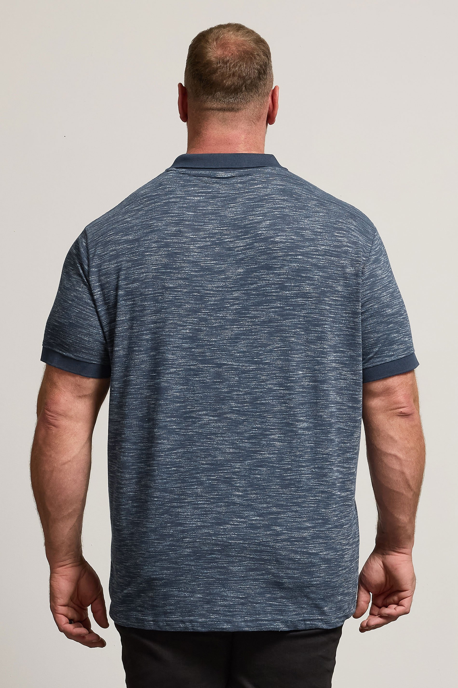 BadRhino Big & Tall Navy Blue Marl Polo Shirt | BadRhino 3