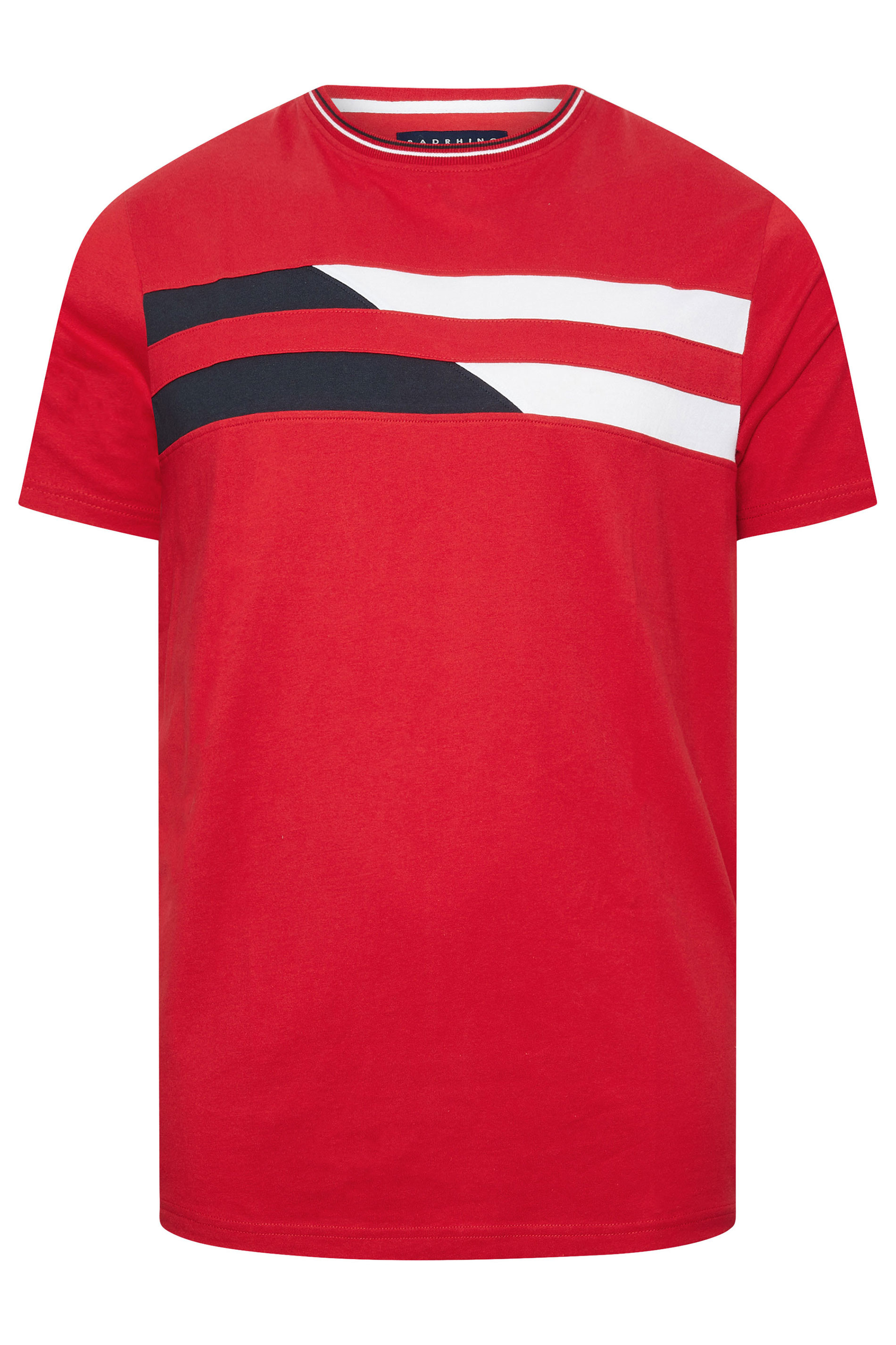 BadRhino Big & Tall Red & White Chest Stripe T-Shirt | BadRhino