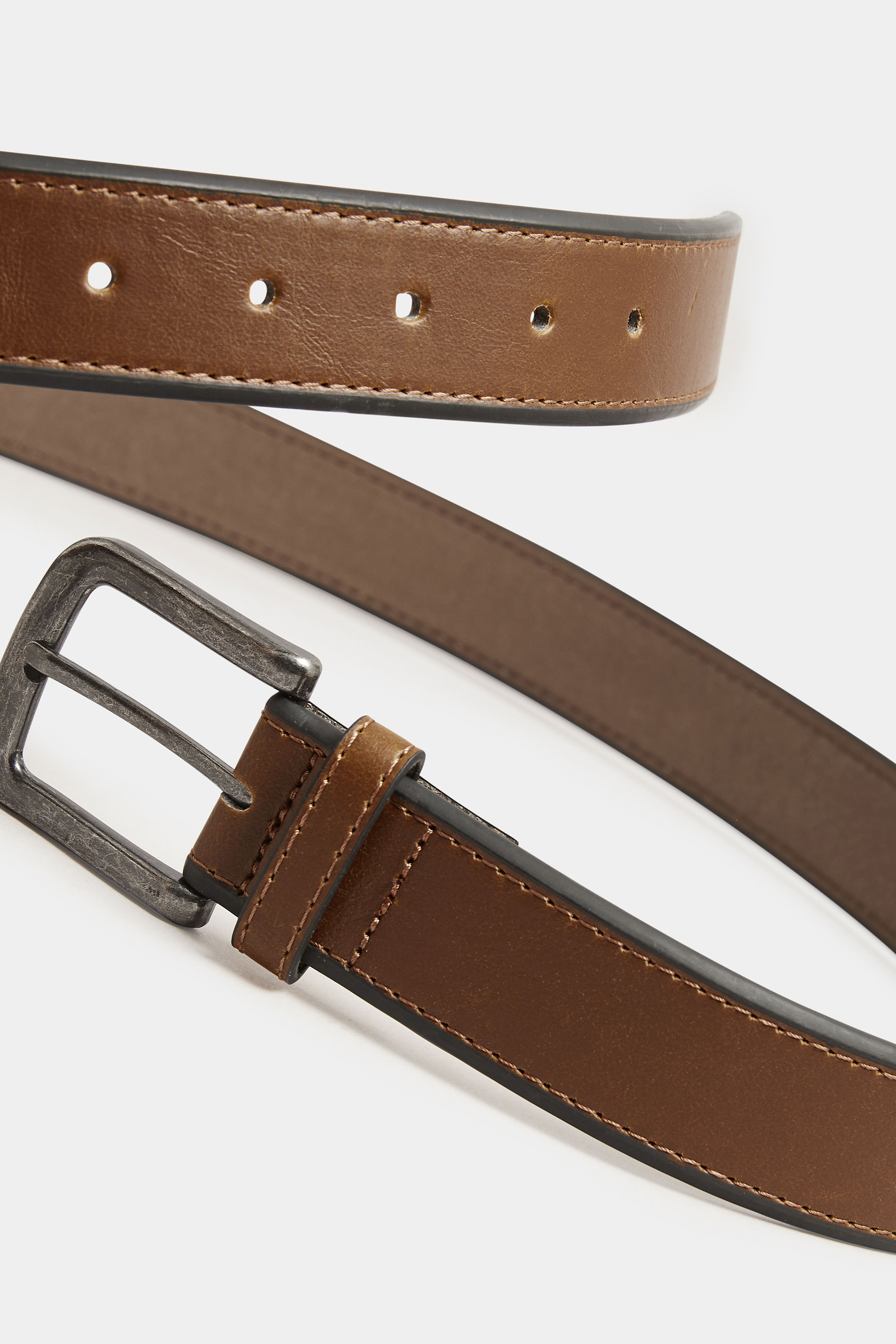 D555 Brown & Silver Bonded Leather Buckle Belt | BadRhino  3
