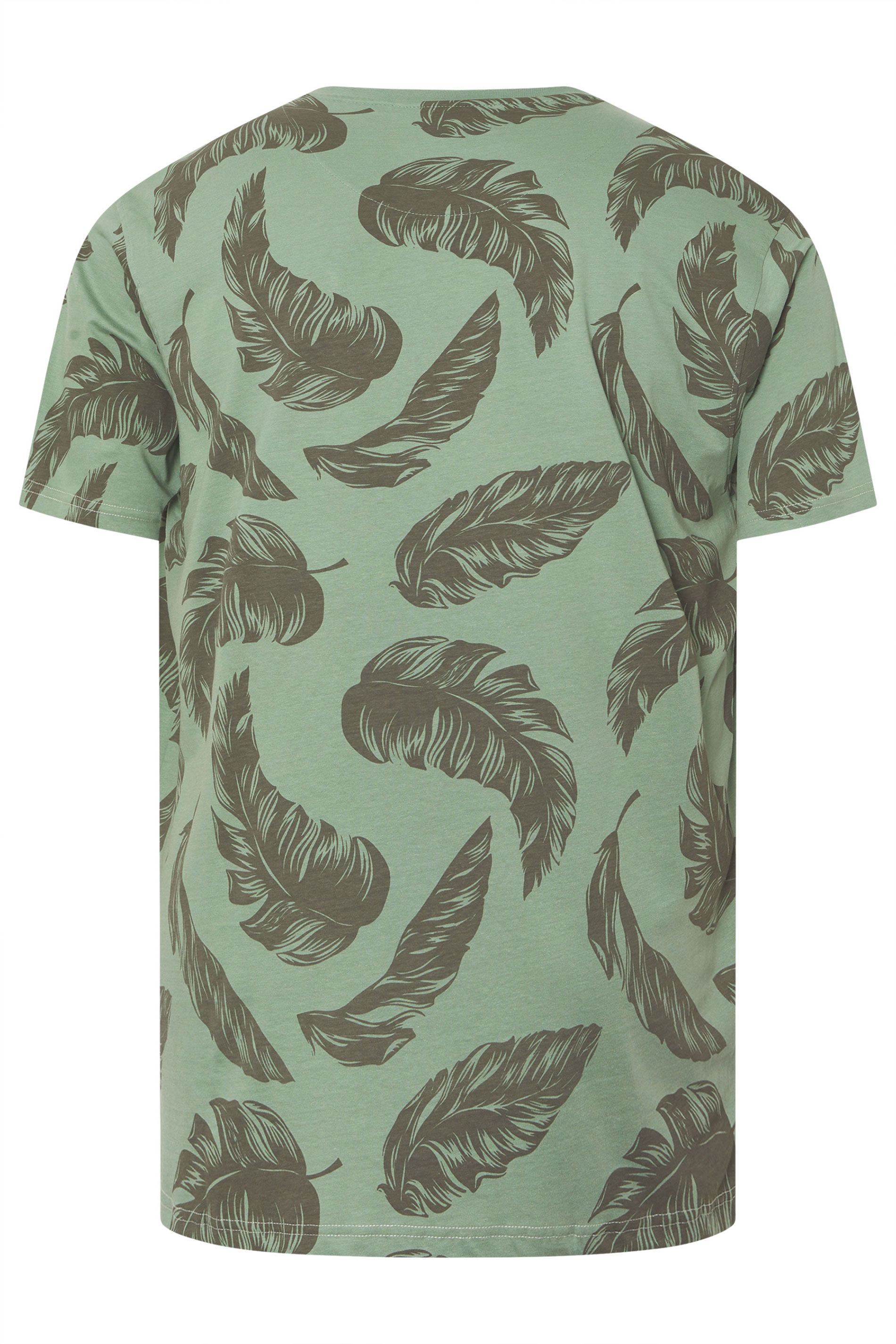 KAM Big & Tall Sage Green 'Hawaii Surf' Leaf Print T-Shirt | BadRhino 4