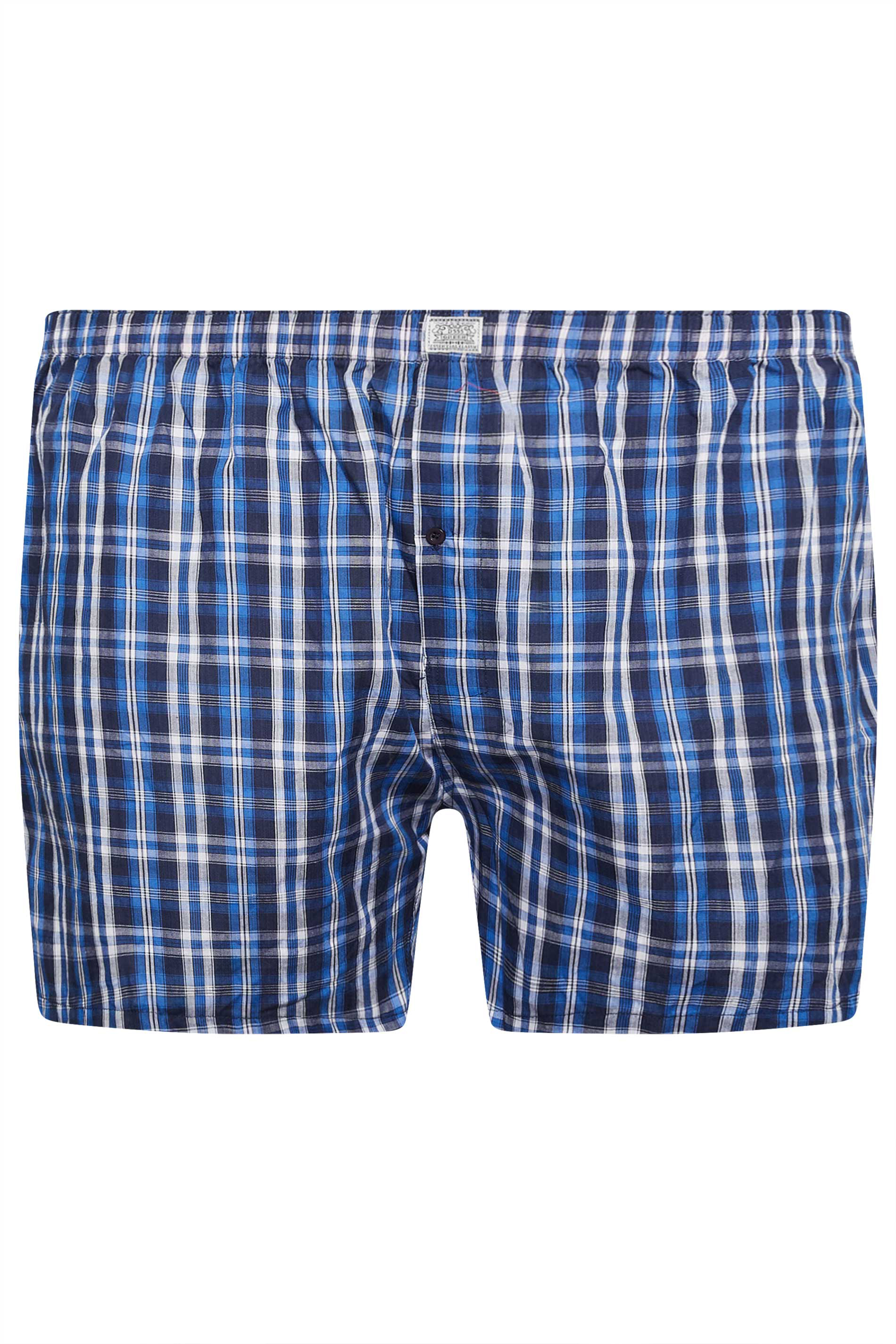 D555 Big & Tall 2 PACK Blue & Red Check Print Boxers | BadRhino