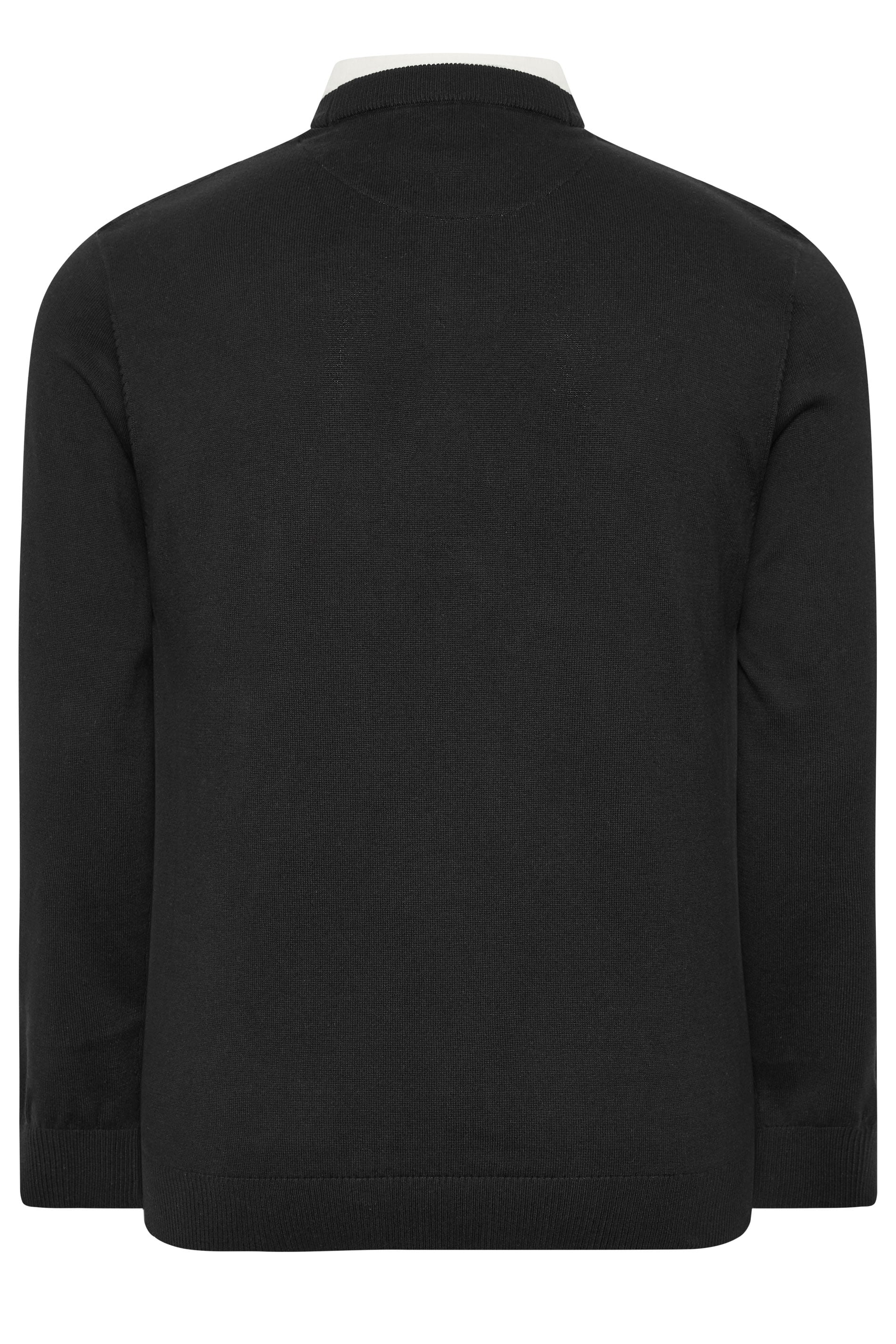 BadRhino Big & Tall Black Cable Knit Mock Shirt Jumper | BadRhino 4