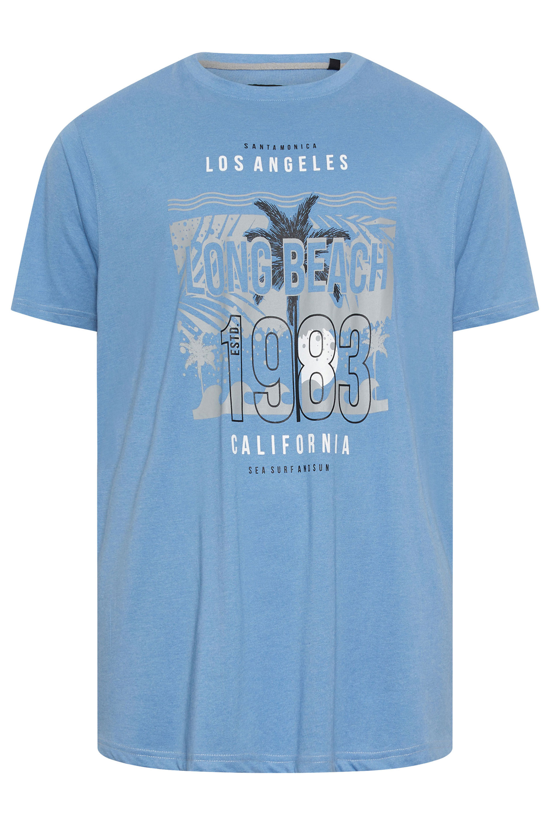 KAM Big & Tall Powder Blue Marl 'Long Beach' T-Shirt | BadRhino 2
