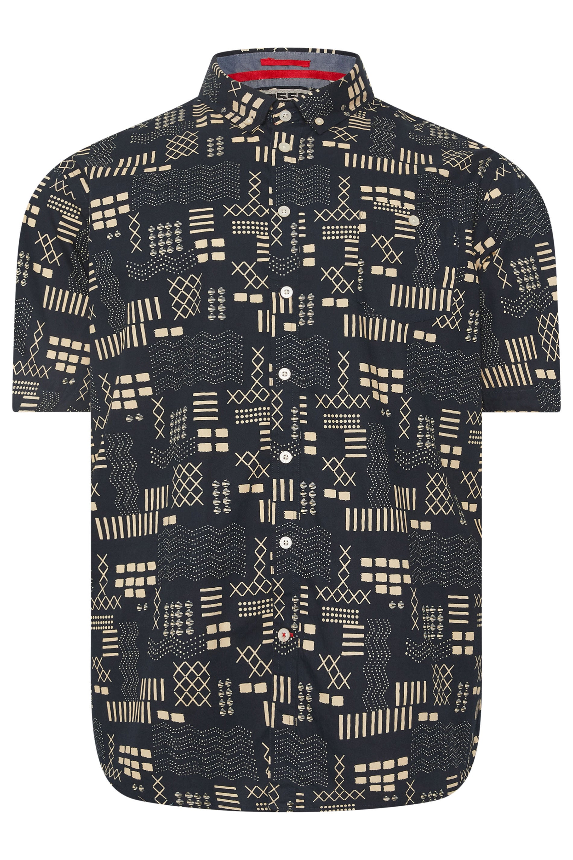 D555 Big & Tall Navy Blue Geometric Print Shirt | BadRhino 2