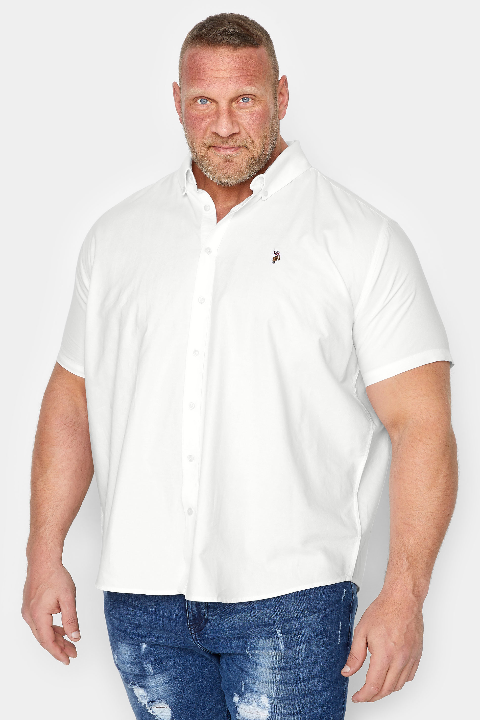 U.S. POLO ASSN. Big & Tall White Short Sleeve Shirt | BadRhino  1