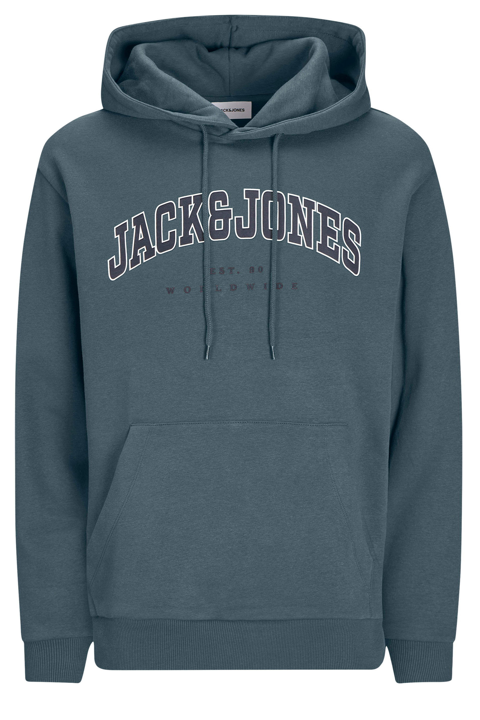JACK & JONES Big & Tall Stormy Blue Varsity Hoodie | BadRhino 3