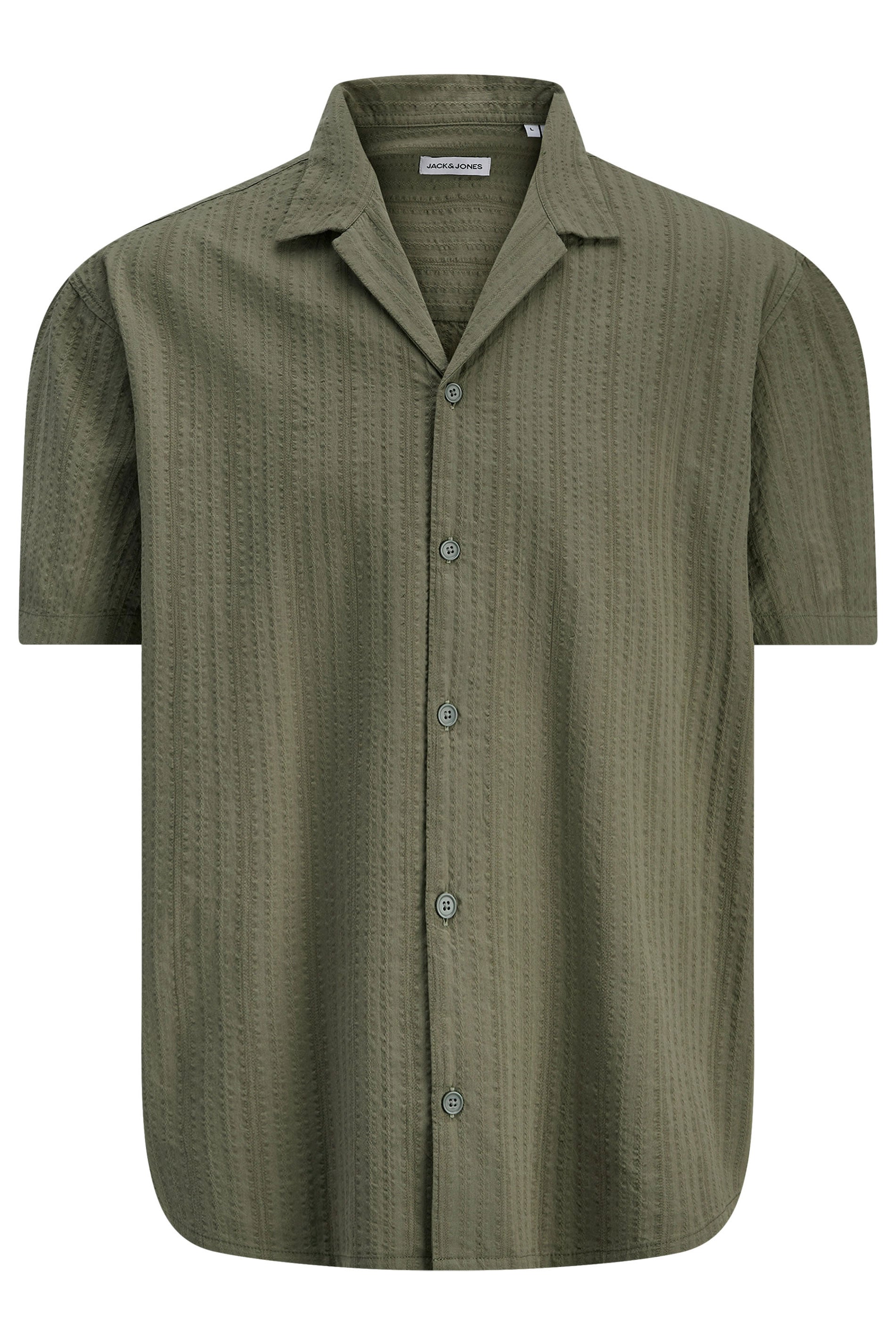 JACK & JONES Big & Tall Vetiver Green Short Sleeve Resort Shirt | BadRhino 2